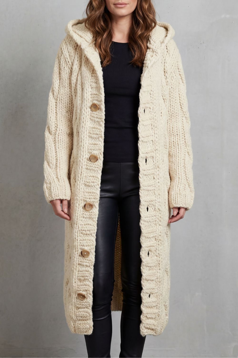 Karinaè – Oversized cable knit – Hooded cardigan coat-10476348473687-ZARA MAE LONDON