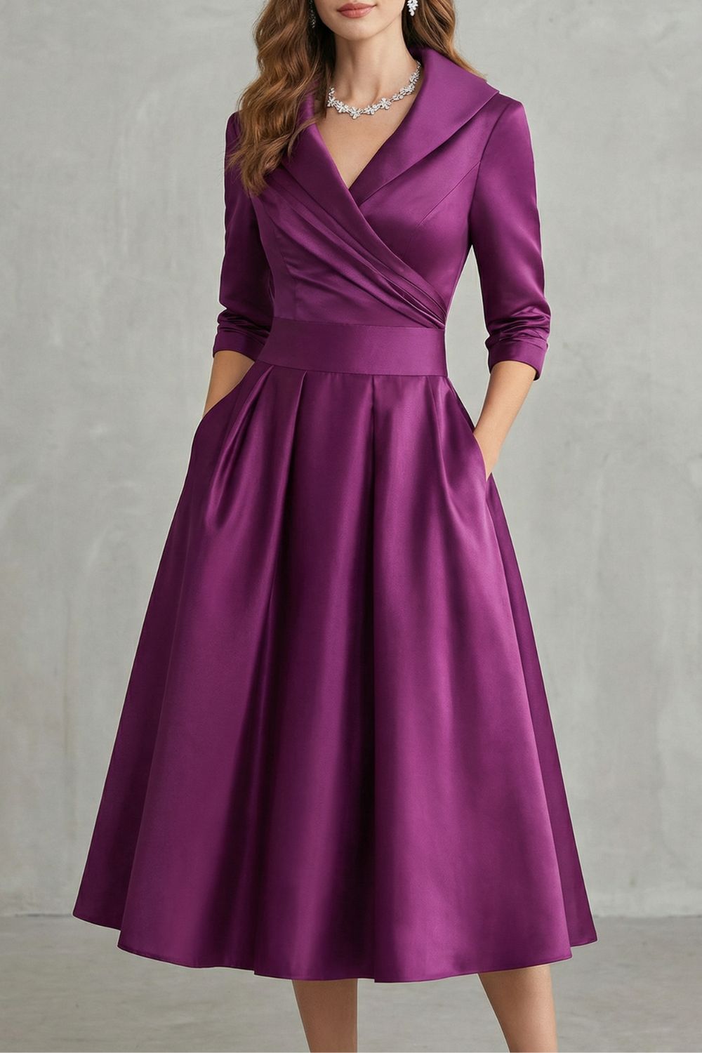 Élodianne – Draped collar elegance – Midi dress-10446414086487-ZARA MAE LONDON