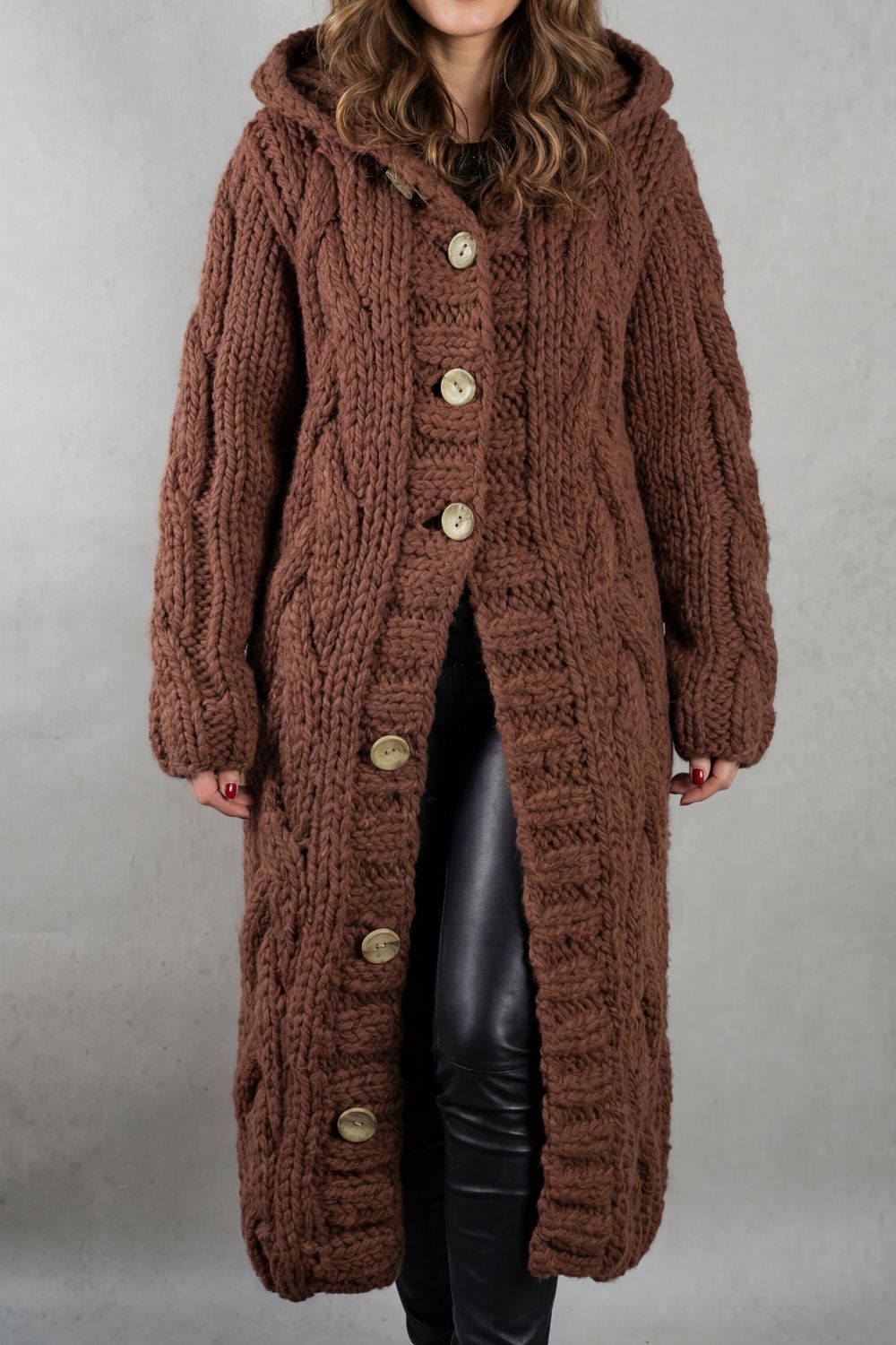 Karinaè – Oversized cable knit – Hooded cardigan coat-10476348473687-ZARA MAE LONDON