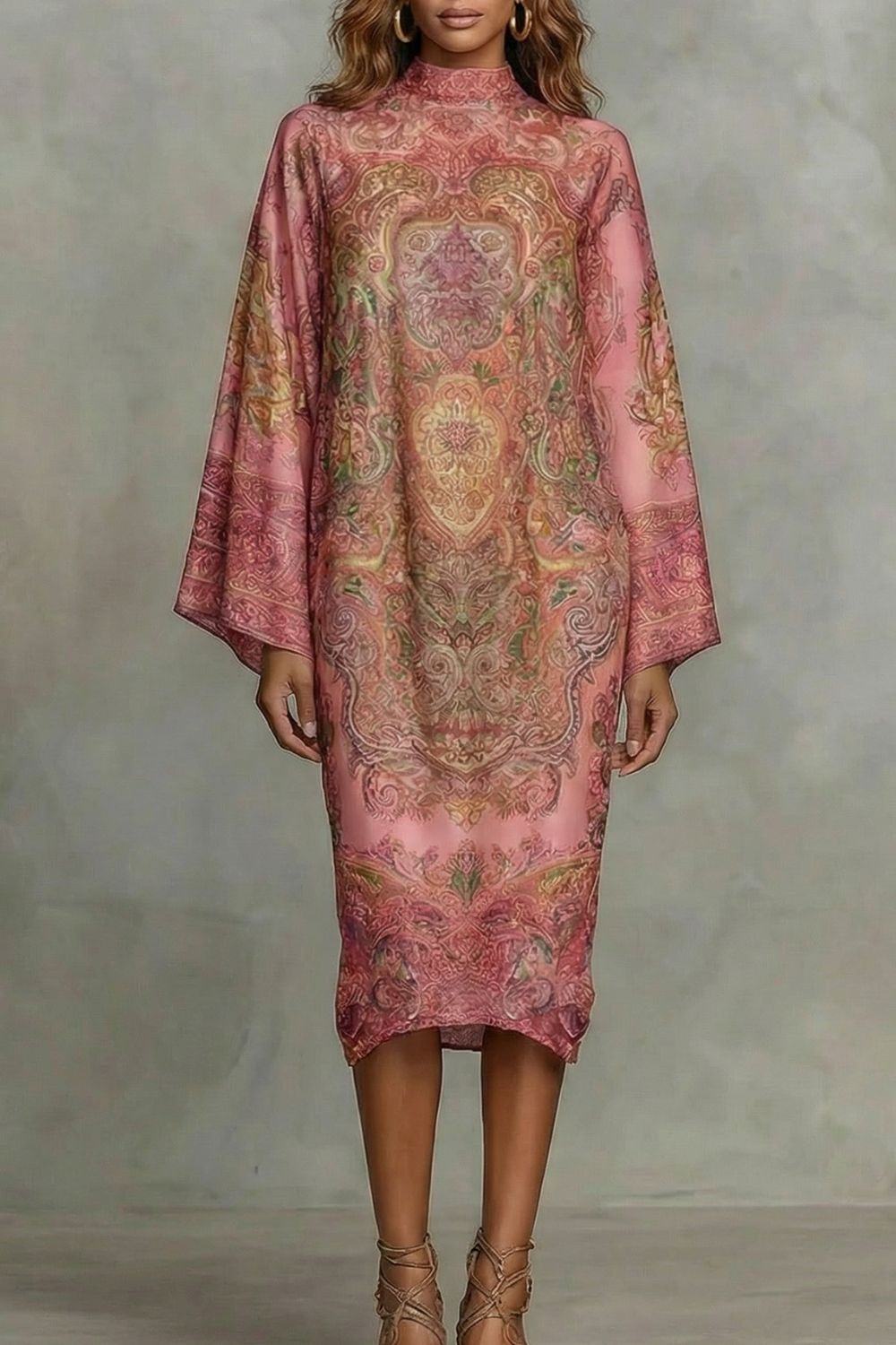 Marélienne – Baroque floral motif – Kimono midi dress-10452996555095-ZARA MAE LONDON