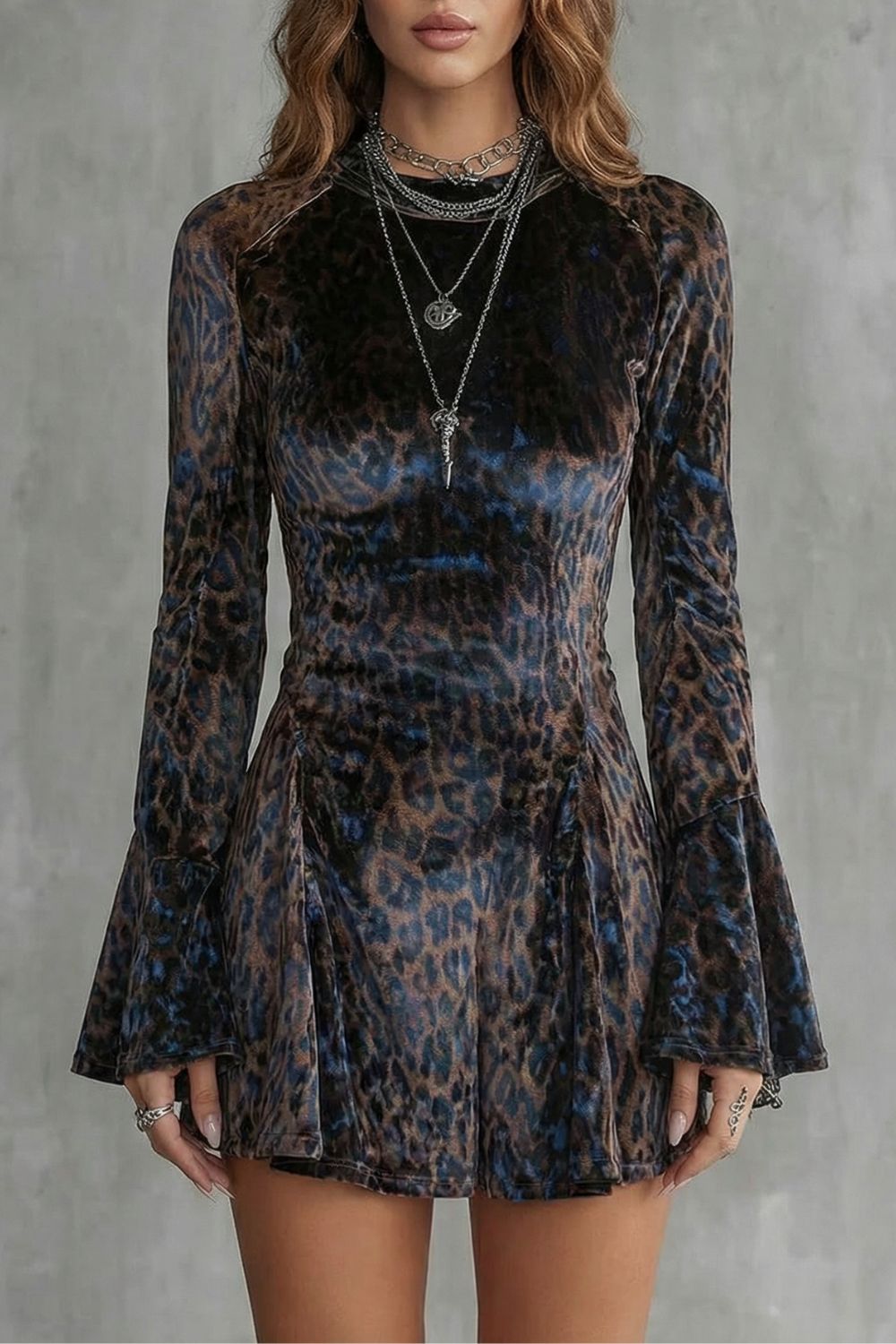 Bellanca – Flared sleeve – Leopard print mini dress-10454016622935-ZARA MAE LONDON