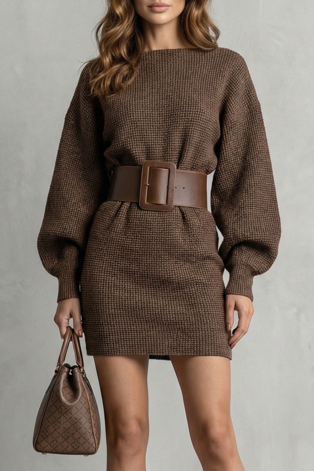 Aderisse – Structured knit fit – Belted mini dress (Belt included)-10454116729175-ZARA MAE LONDON