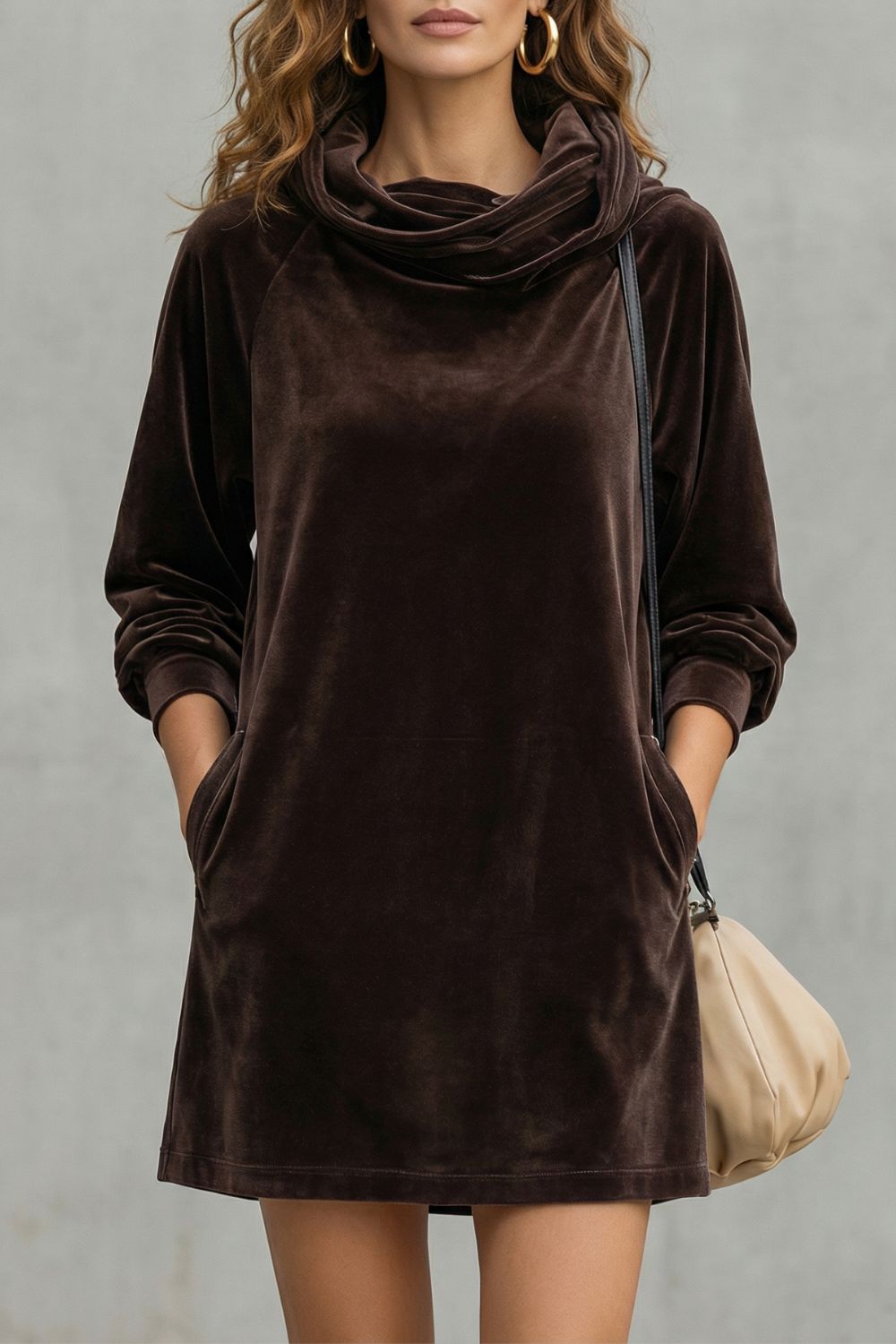 Moréna – Velvet drape comfort – Cowl neck mini dress-10462235918679-ZARA MAE LONDON