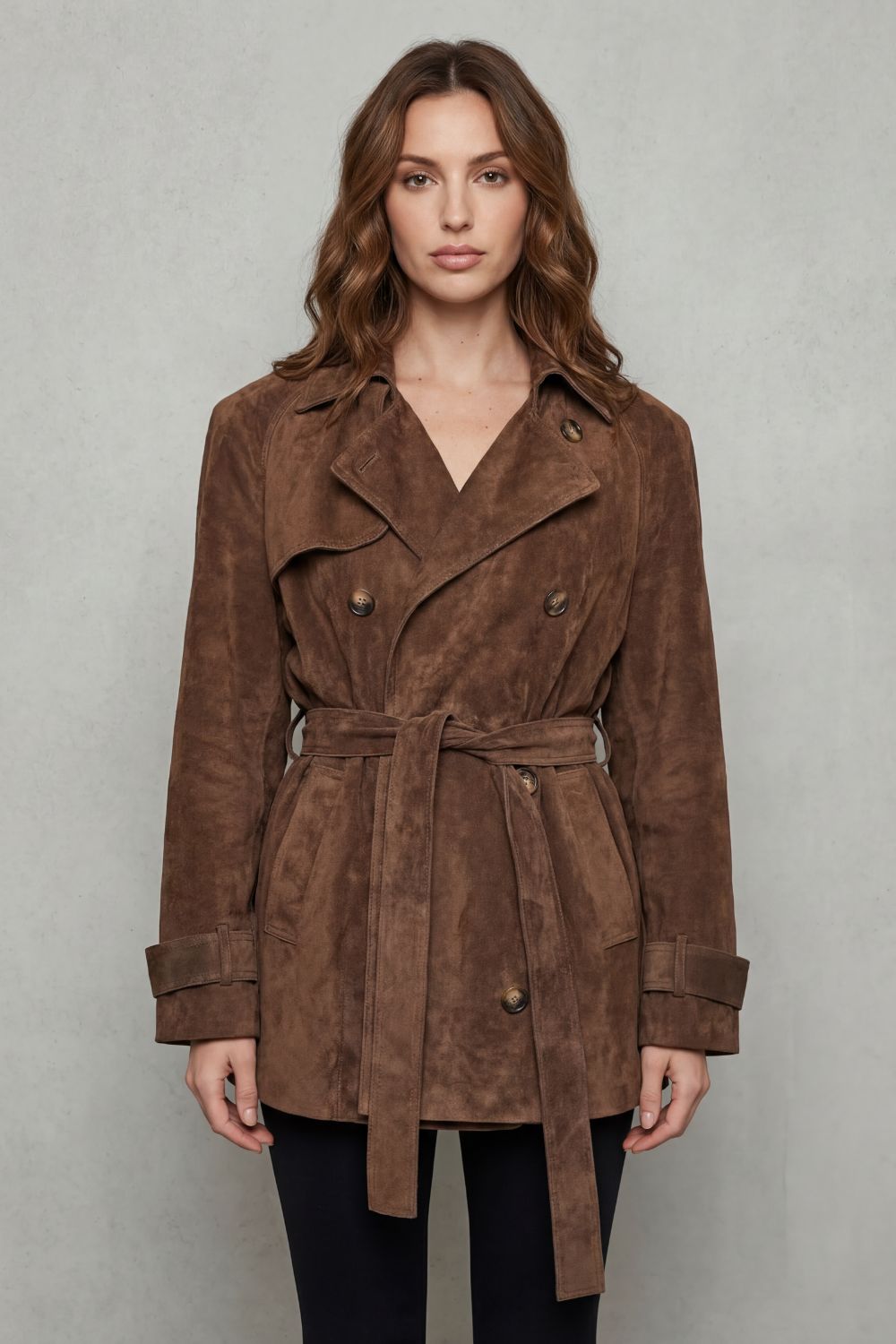 Valvetti – Double-breasted silhouette – Suede trench coat-10472150663511-ZARA MAE LONDON