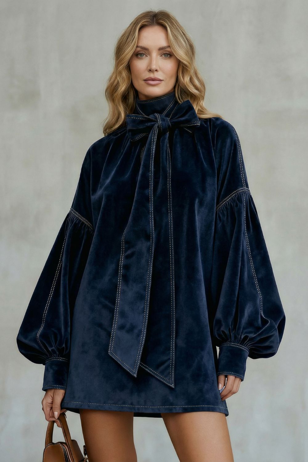 Velourine – Bow neck elegance – Mini dress-10452954677591-ZARA MAE LONDON