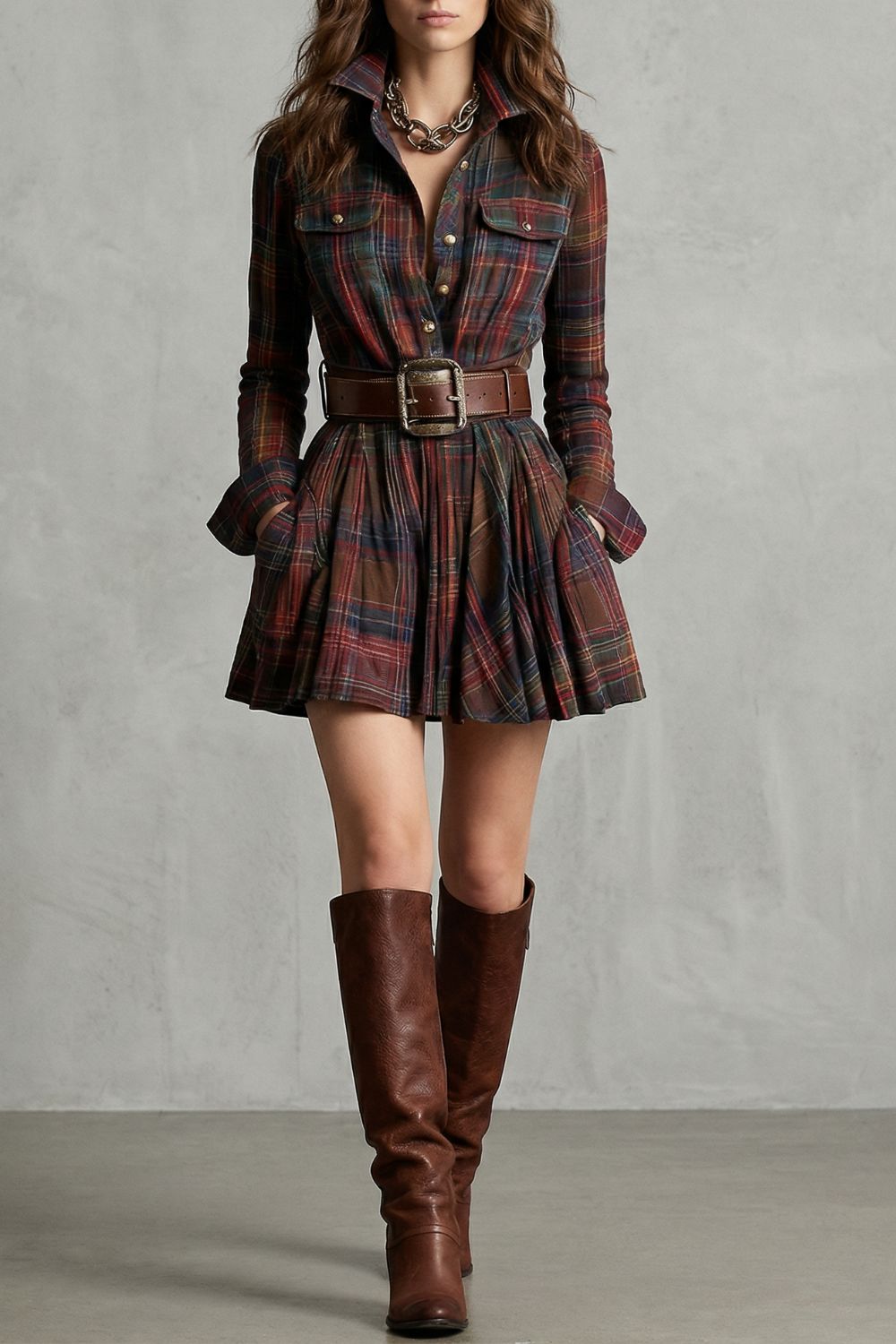 Bellarive – Tartan charm – Shirt dress (Includes belt)-10452983349591-ZARA MAE LONDON