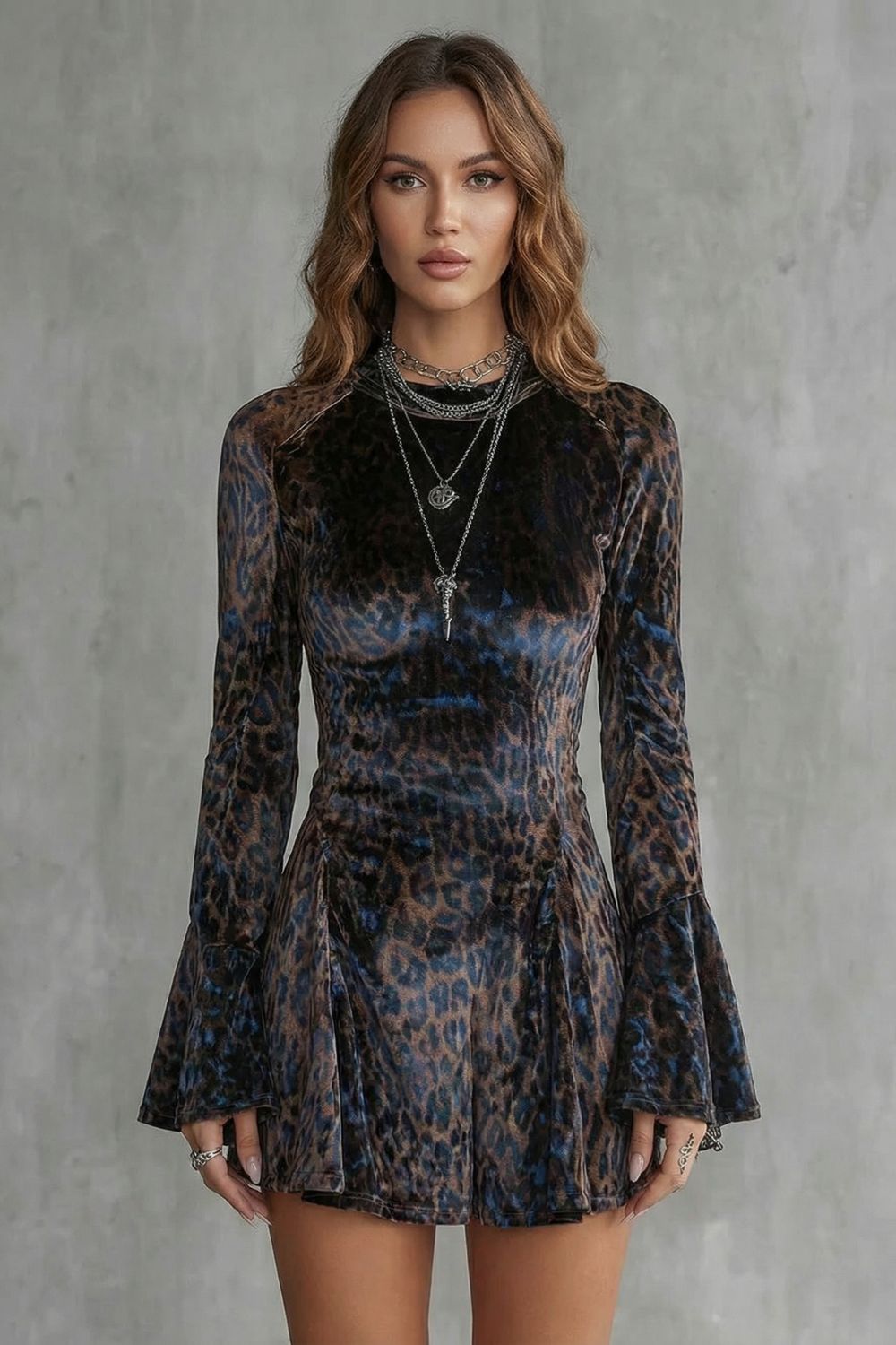 Bellanca – Flared sleeve – Leopard print mini dress-10454016622935-ZARA MAE LONDON