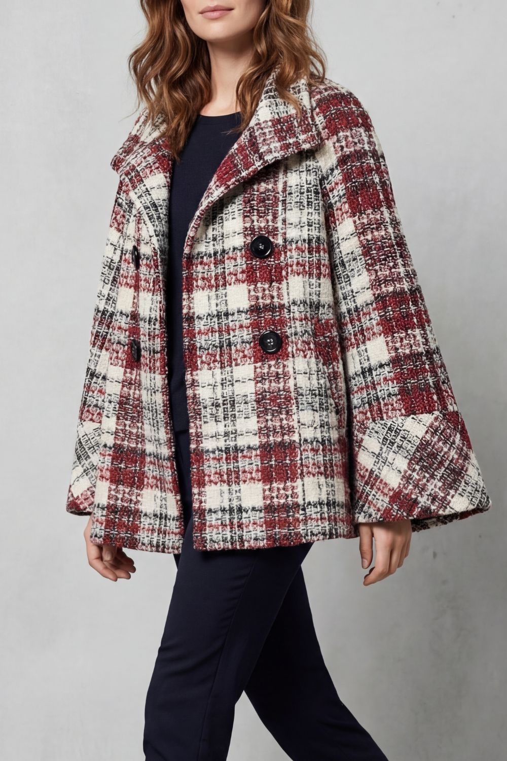 Rosélle – Vintage check flair – Wool cape coat-10475326767447-ZARA MAE LONDON