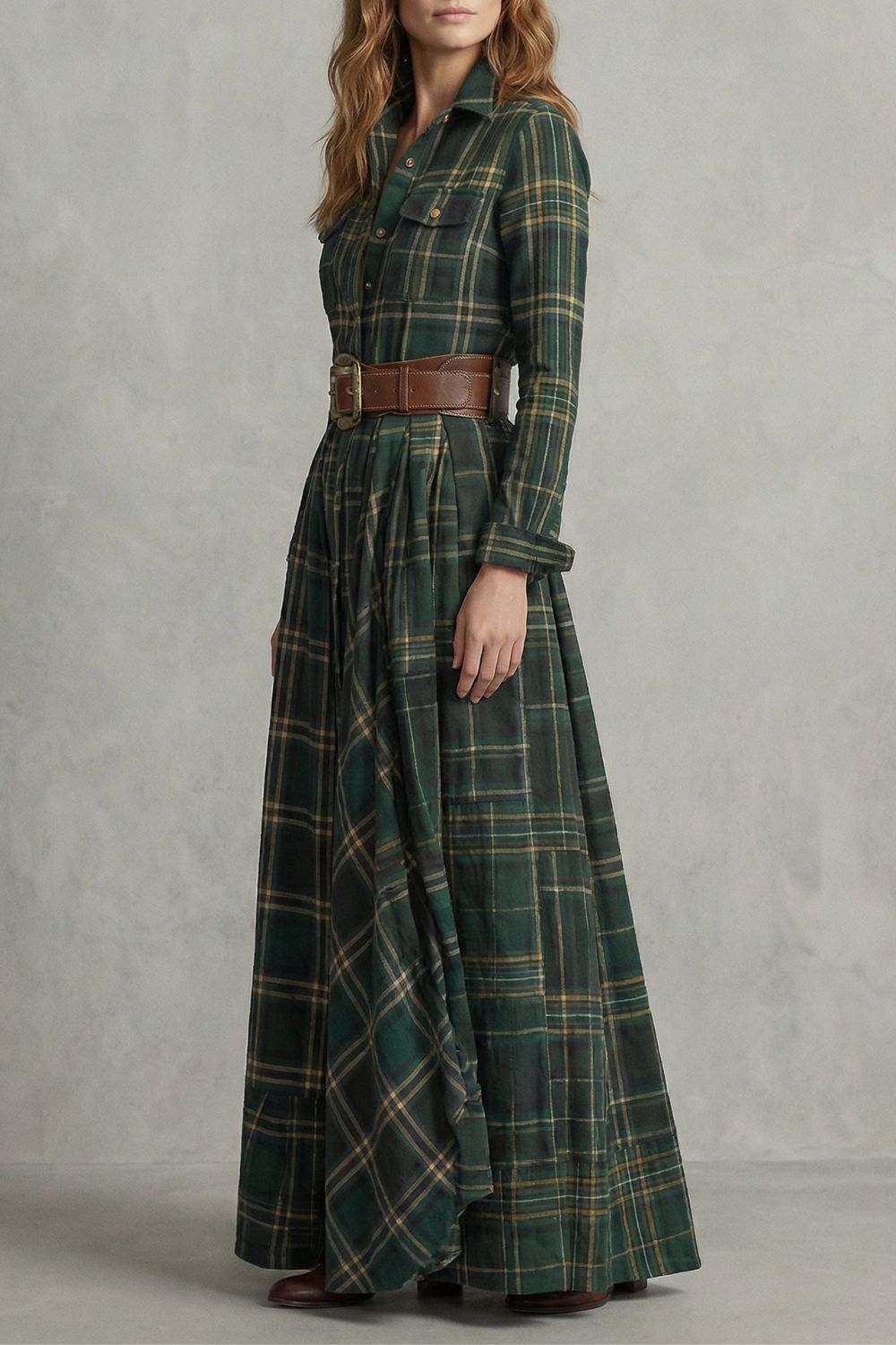 Velerine – Highland charm – Plaid maxi shirt dress (belt included)-10452973748567-ZARA MAE LONDON