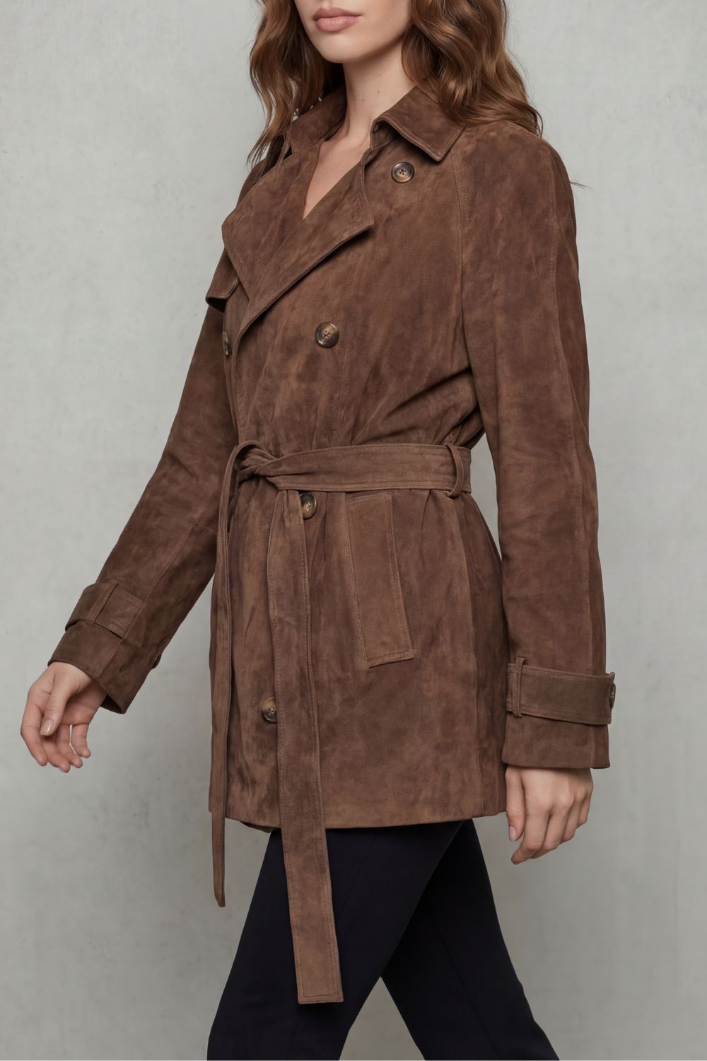 Valvetti – Double-breasted silhouette – Suede trench coat-10472150663511-ZARA MAE LONDON