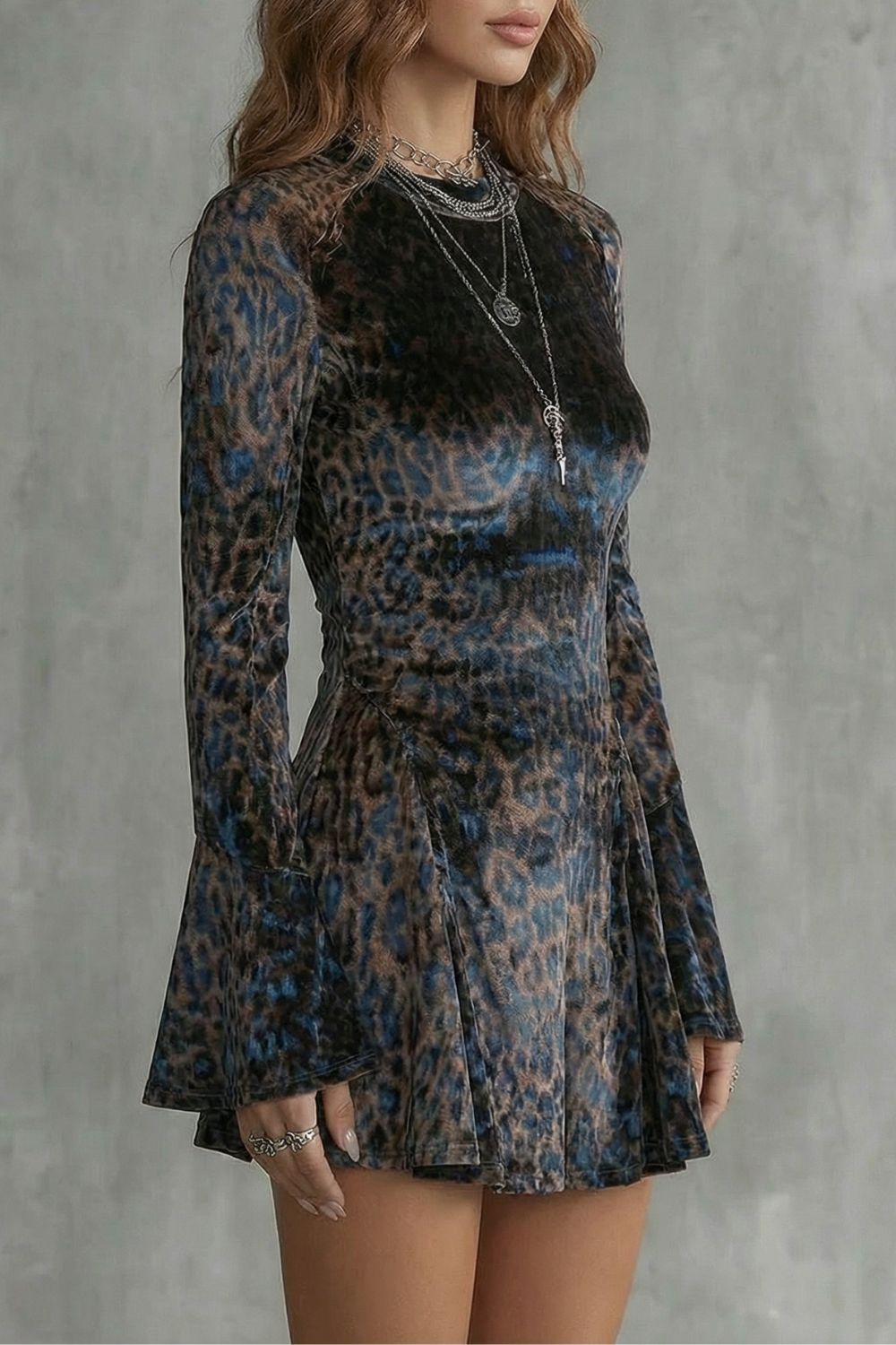 Bellanca – Flared sleeve – Leopard print mini dress-10454016622935-ZARA MAE LONDON