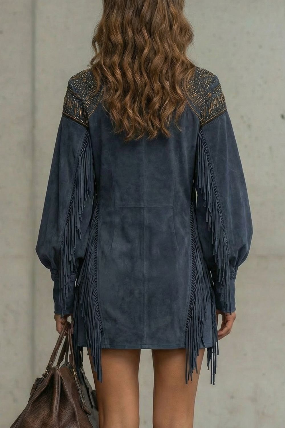 Calvetta – Embroidered fringe detail – Tunic mini dress-10452985053527-ZARA MAE LONDON