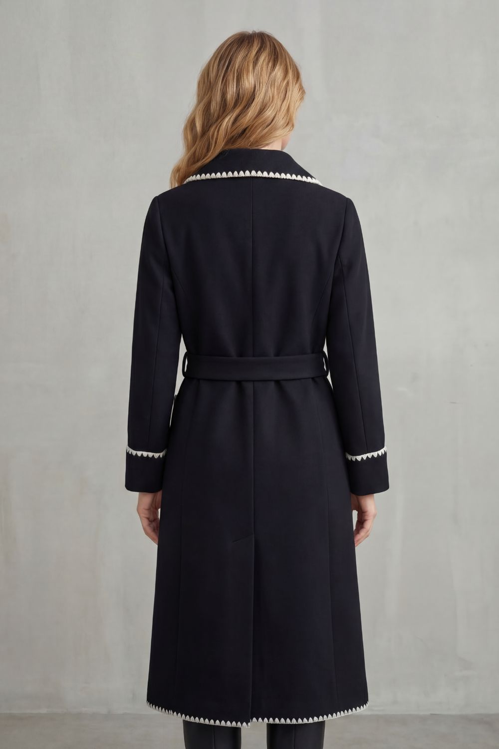 Serafelle – Contrast trim – Longline belted coat-10472589984087-ZARA MAE LONDON