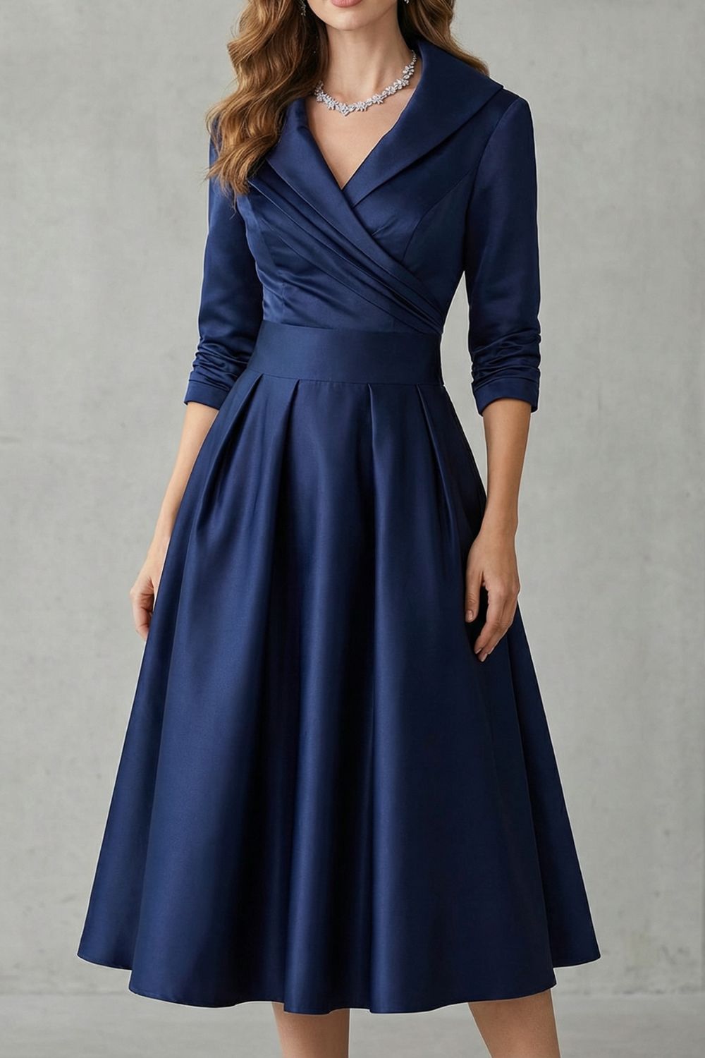 Élodianne – Draped collar elegance – Midi dress-10446414086487-ZARA MAE LONDON