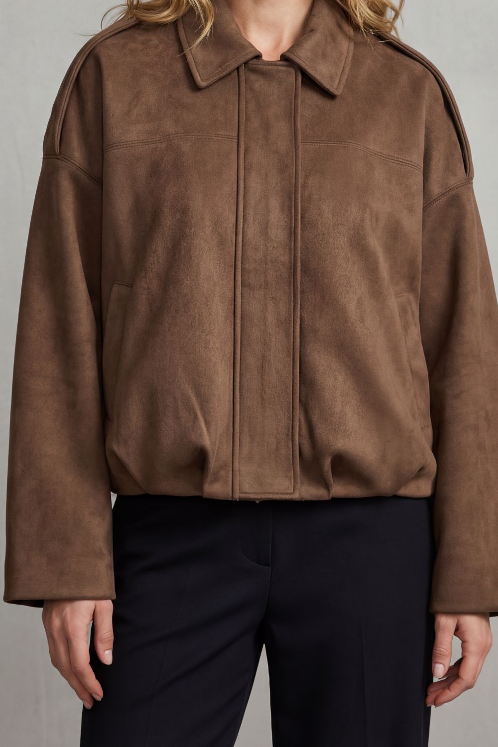 Solenné – Sculpted volume – Suede bomber jacket-10472150827351-ZARA MAE LONDON