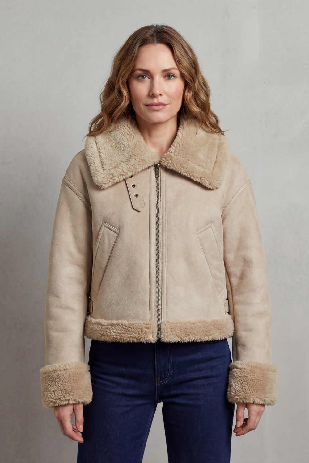 Albinette – Double-sided fleece – Cropped aviator jacket-10482640519511-ZARA MAE LONDON