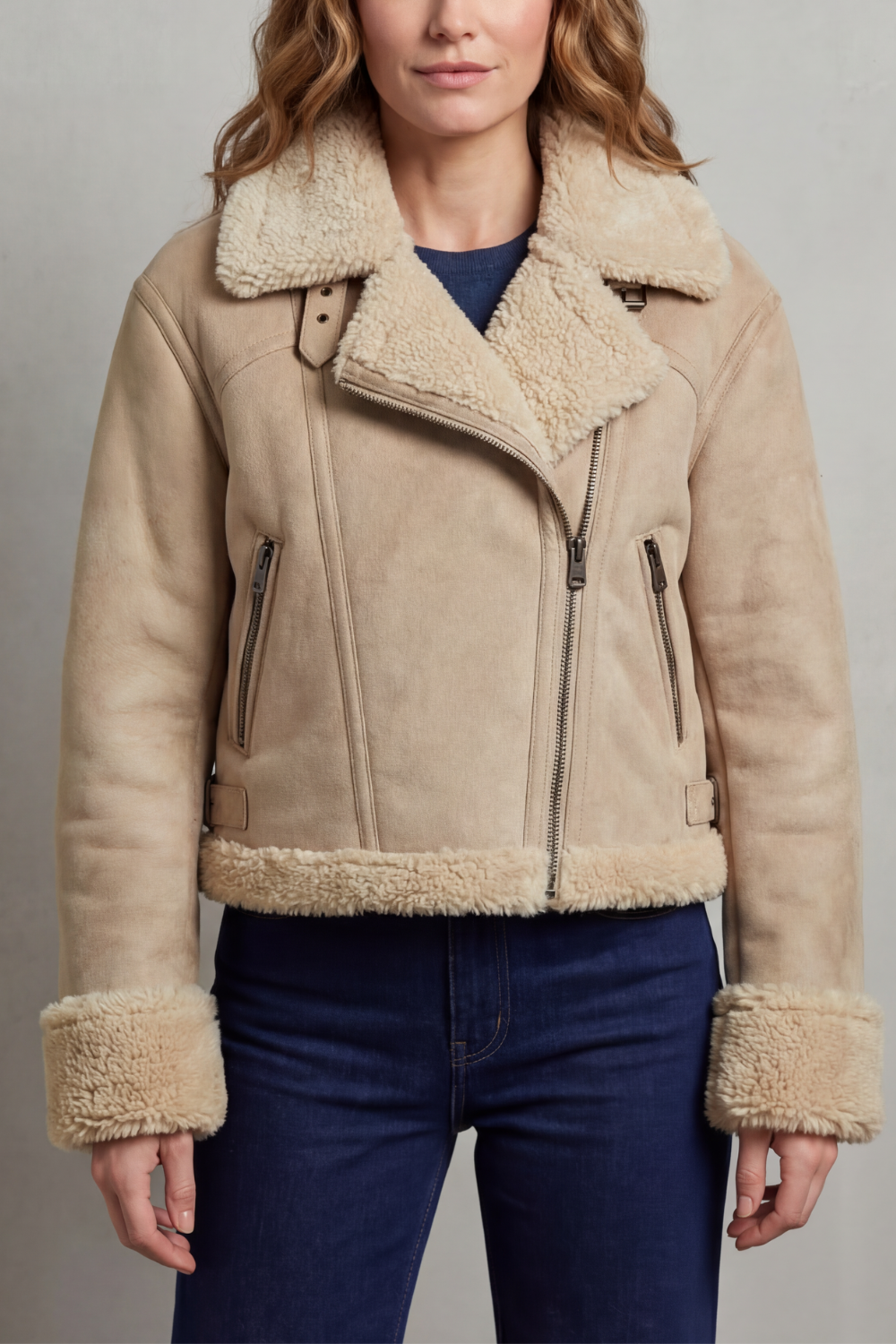 Albinette – Double-sided fleece – Cropped aviator jacket-10482640519511-ZARA MAE LONDON