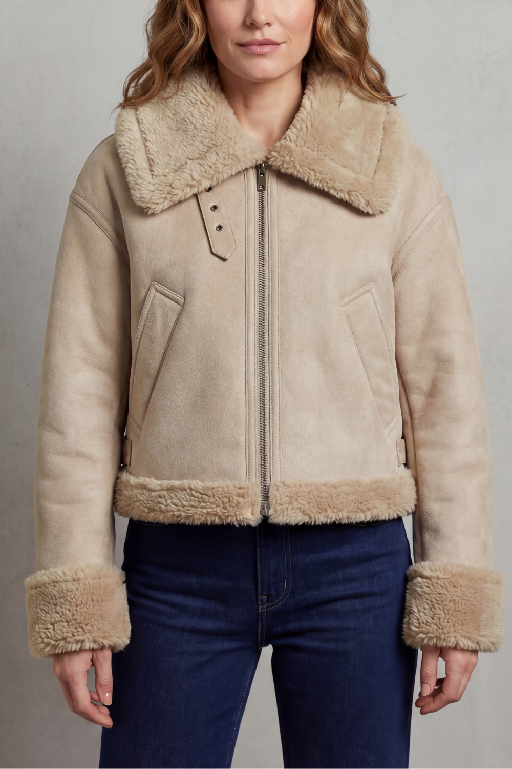 Albinette – Double-sided fleece – Cropped aviator jacket-10482640519511-ZARA MAE LONDON