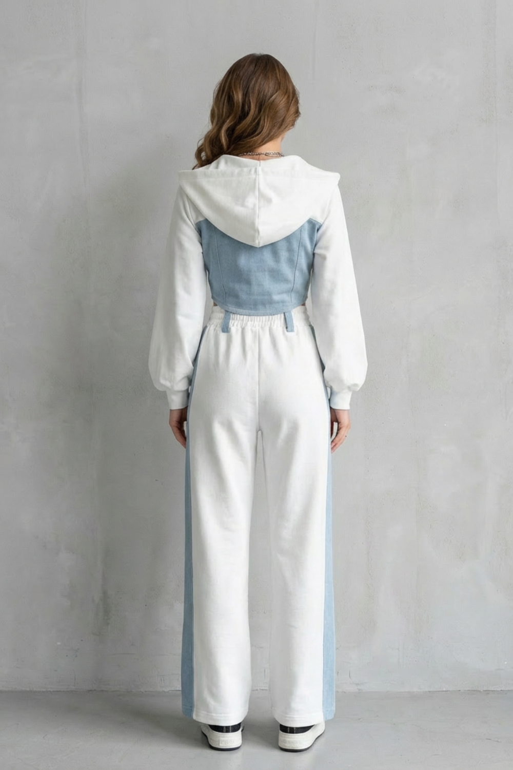 Arlo – Denim Splice – Two-Piece Hoodie & Sweatpant Set-10494042440023-ZARA MAE LONDON