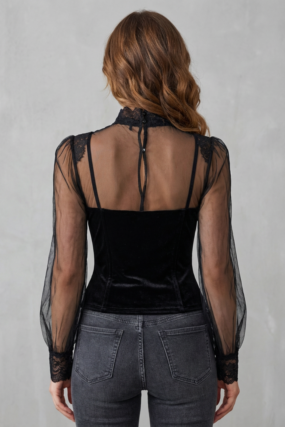 Aurévelle – Gothic romance – Sheer lace velvet top-10497644331351-ZARA MAE LONDON