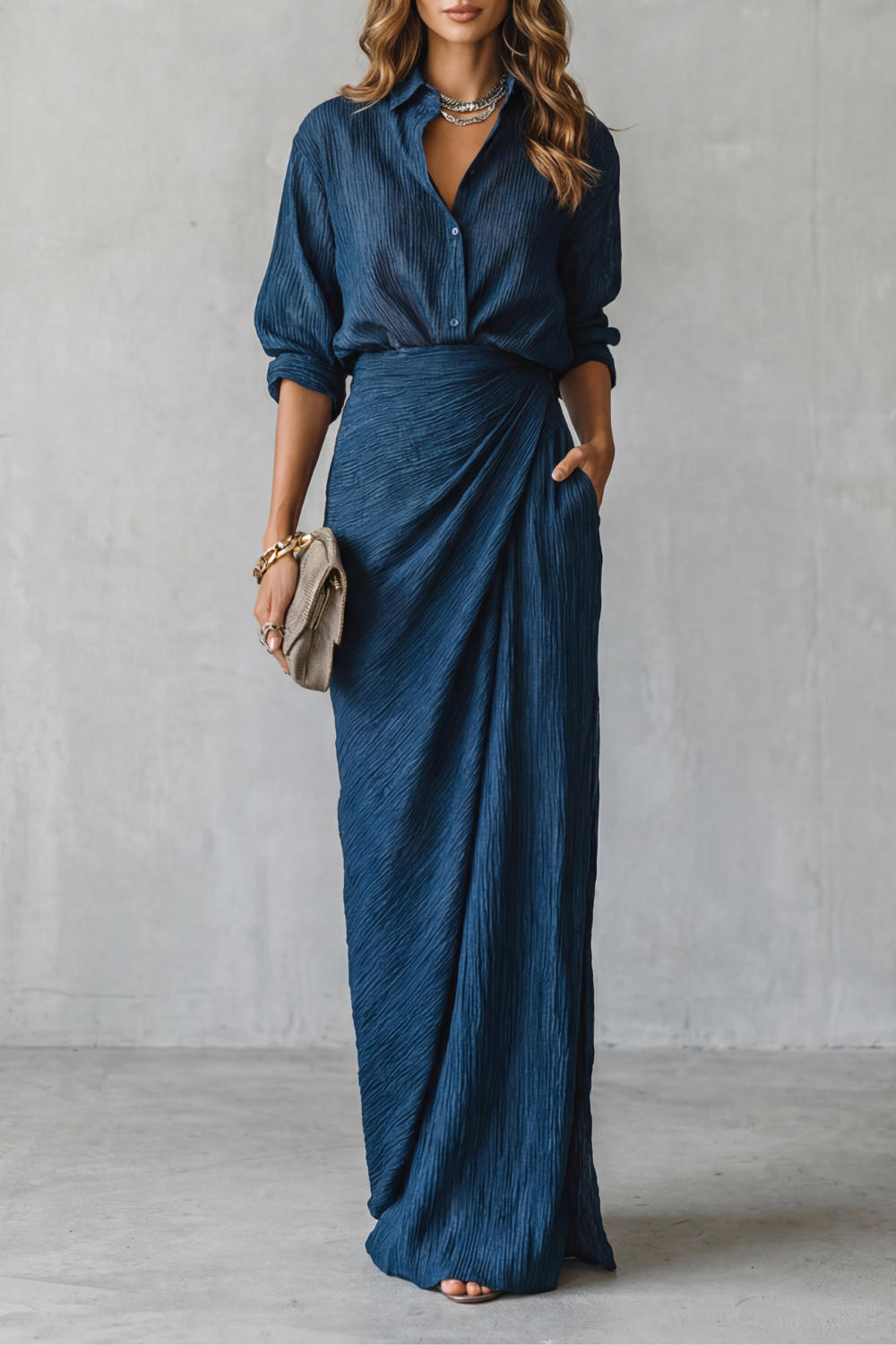 Azelline – Pleated texture elegance – Two-piece set-10434808676695-ZARA MAE LONDON