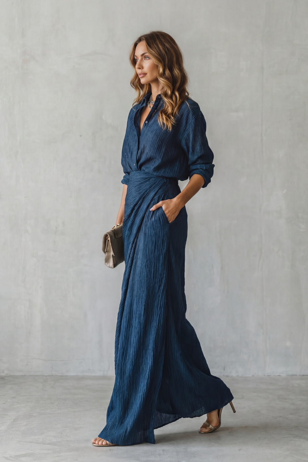 Azelline – Pleated texture elegance – Two-piece set-10434808676695-ZARA MAE LONDON