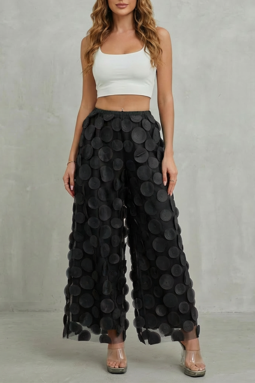 Bellaria – 3D circle appliqué – Wide-leg trousers-10510178779479-ZARA MAE LONDON