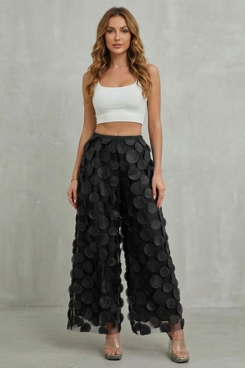 Bellaria – 3D circle appliqué – Wide-leg trousers-10510178779479-ZARA MAE LONDON