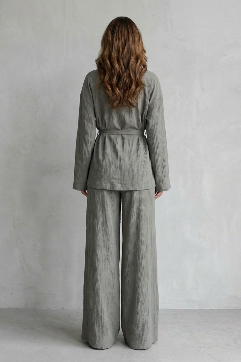 Calissa – V-Neck Belted Set – Elegant Wide-Leg Pants Ensemble-10510549811543-ZARA MAE LONDON