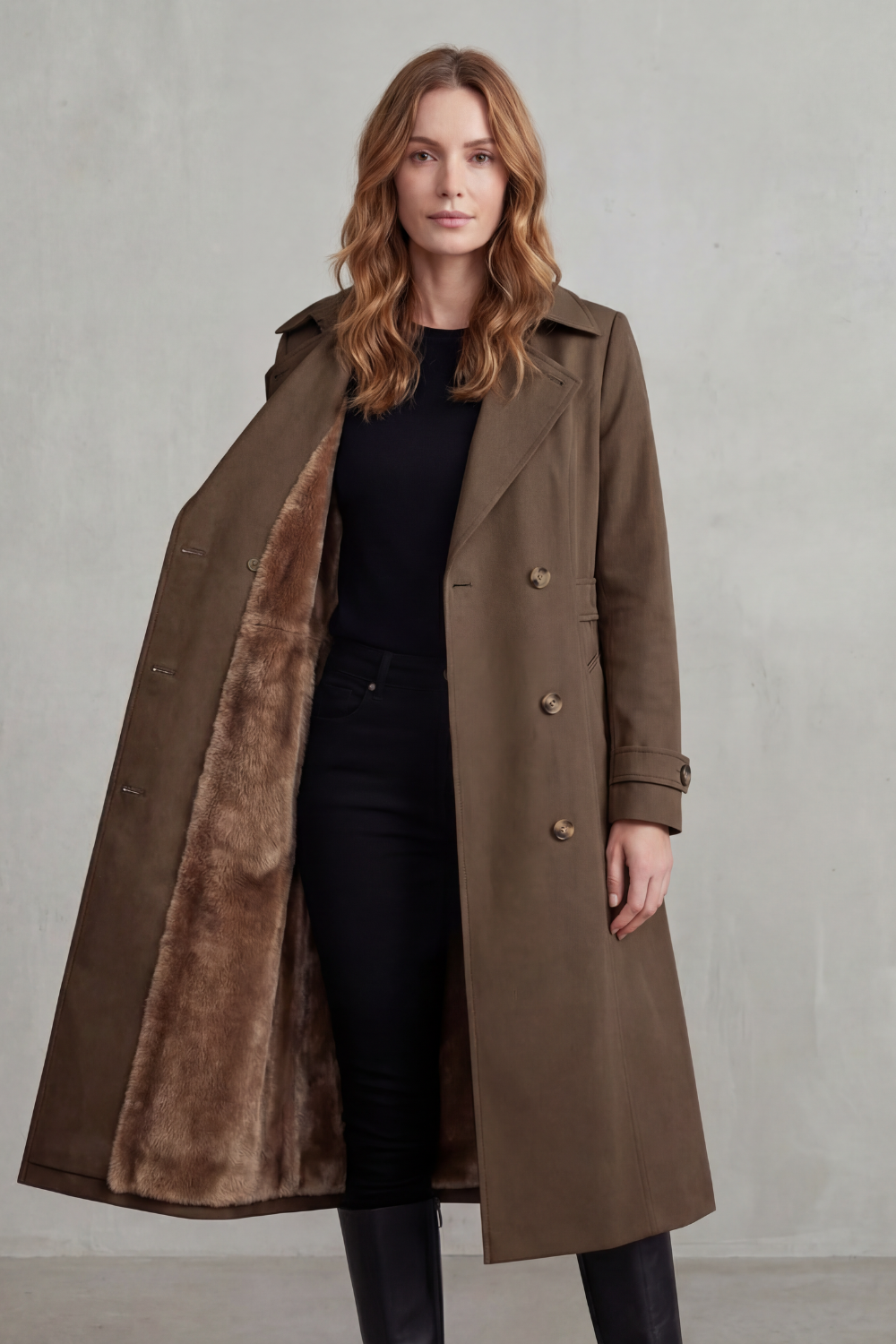 Carletta – Faux fur-lined trench – Double-breasted winter coat-10482722046295-ZARA MAE LONDON