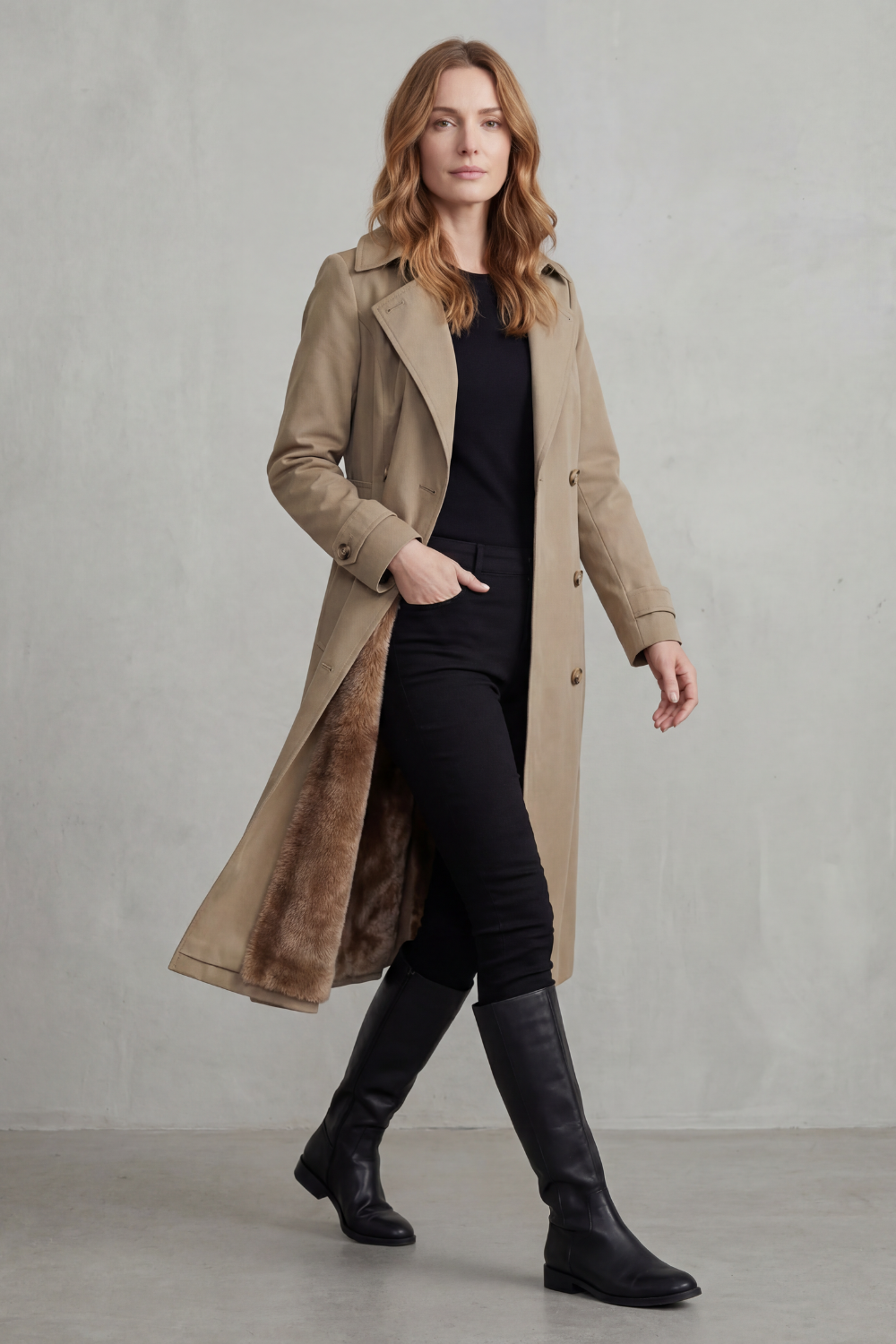 Carletta – Faux fur-lined trench – Double-breasted winter coat-10482722046295-ZARA MAE LONDON