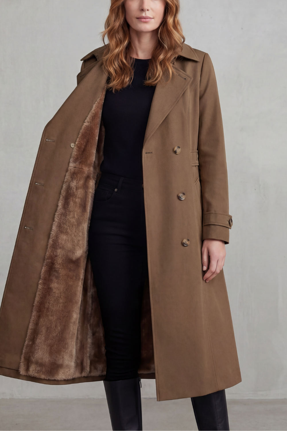 Carletta – Faux fur-lined trench – Double-breasted winter coat-10482722046295-ZARA MAE LONDON