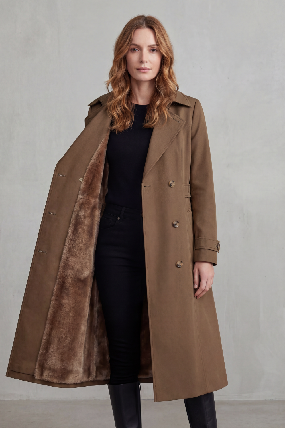 Carletta – Faux fur-lined trench – Double-breasted winter coat-10482722046295-ZARA MAE LONDON