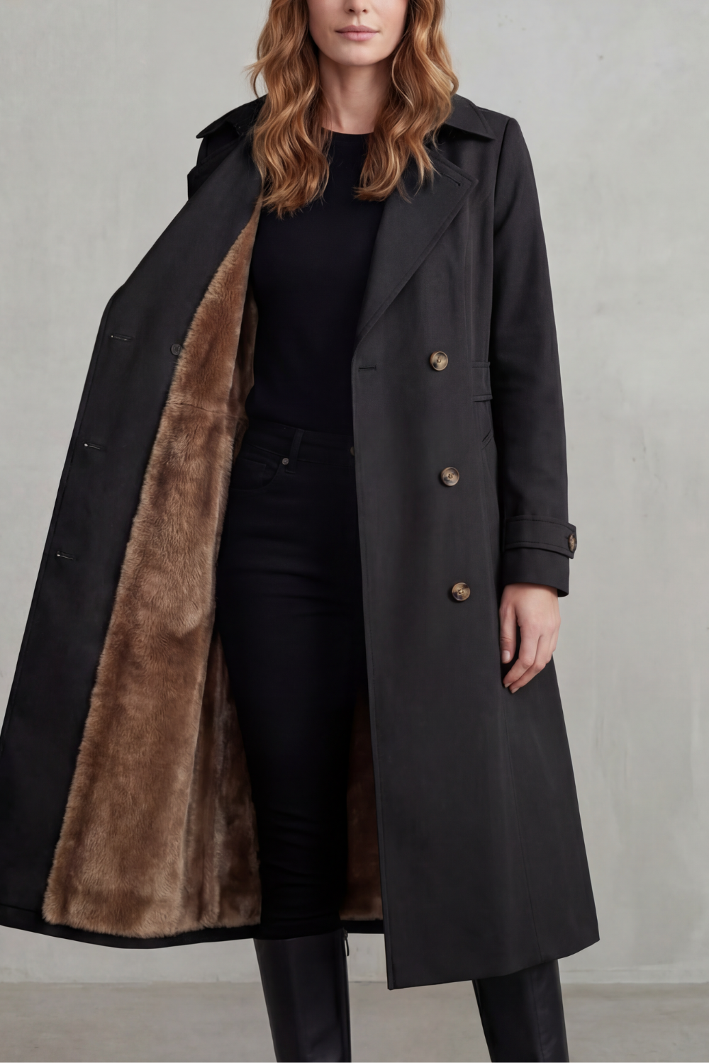 Carletta – Faux fur-lined trench – Double-breasted winter coat-10482722046295-ZARA MAE LONDON