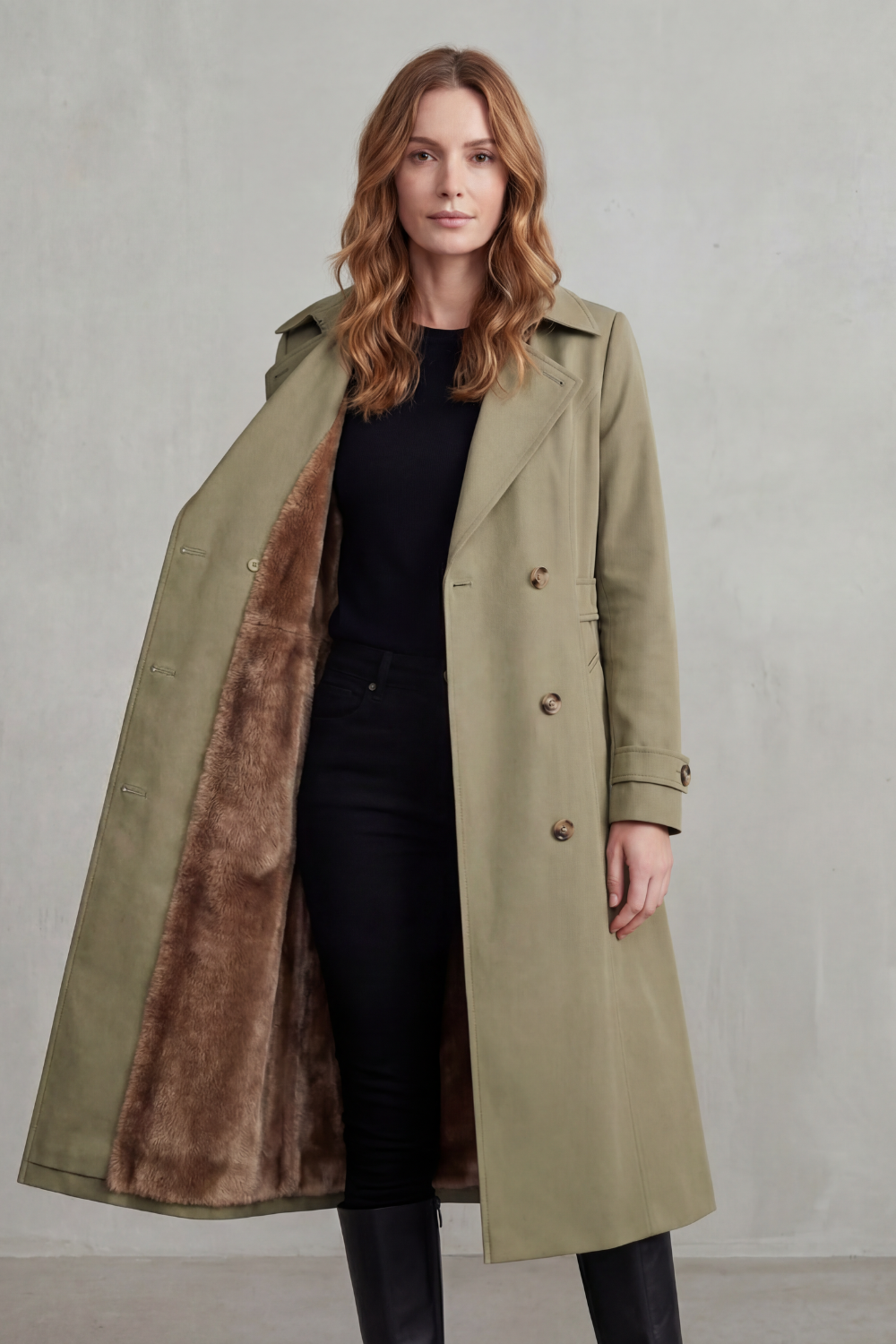 Carletta – Faux fur-lined trench – Double-breasted winter coat-10482722046295-ZARA MAE LONDON