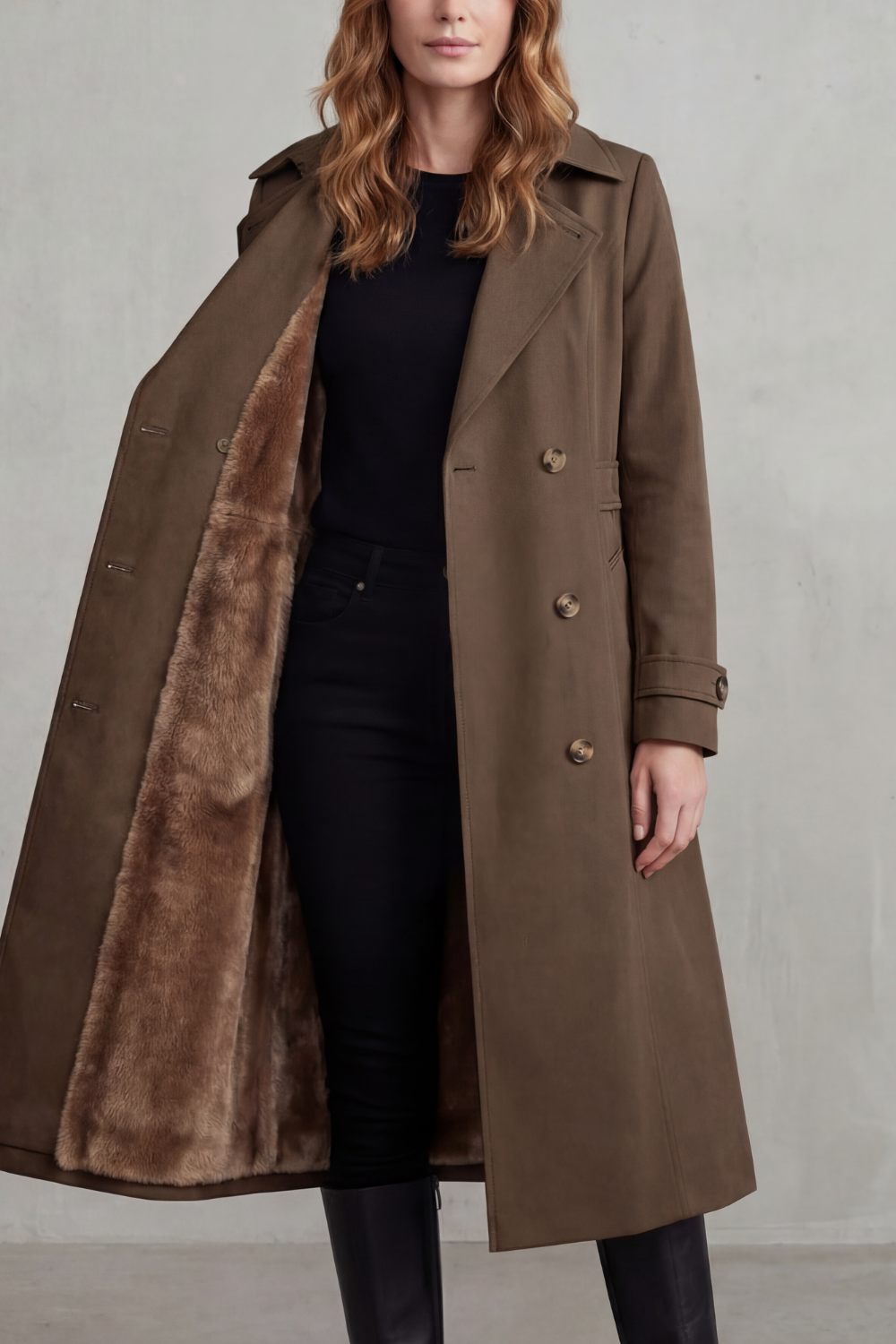 Carletta – Faux fur-lined trench – Double-breasted winter coat-10482722046295-ZARA MAE LONDON