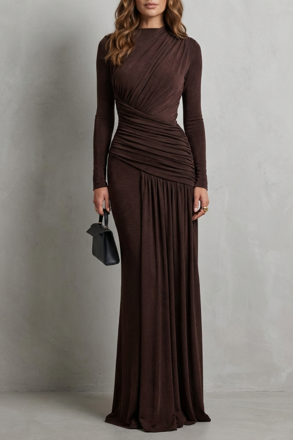 Celeste – Draped Pleated Maxi Dress – Elegant Silhouette-10494058234199-ZARA MAE LONDON