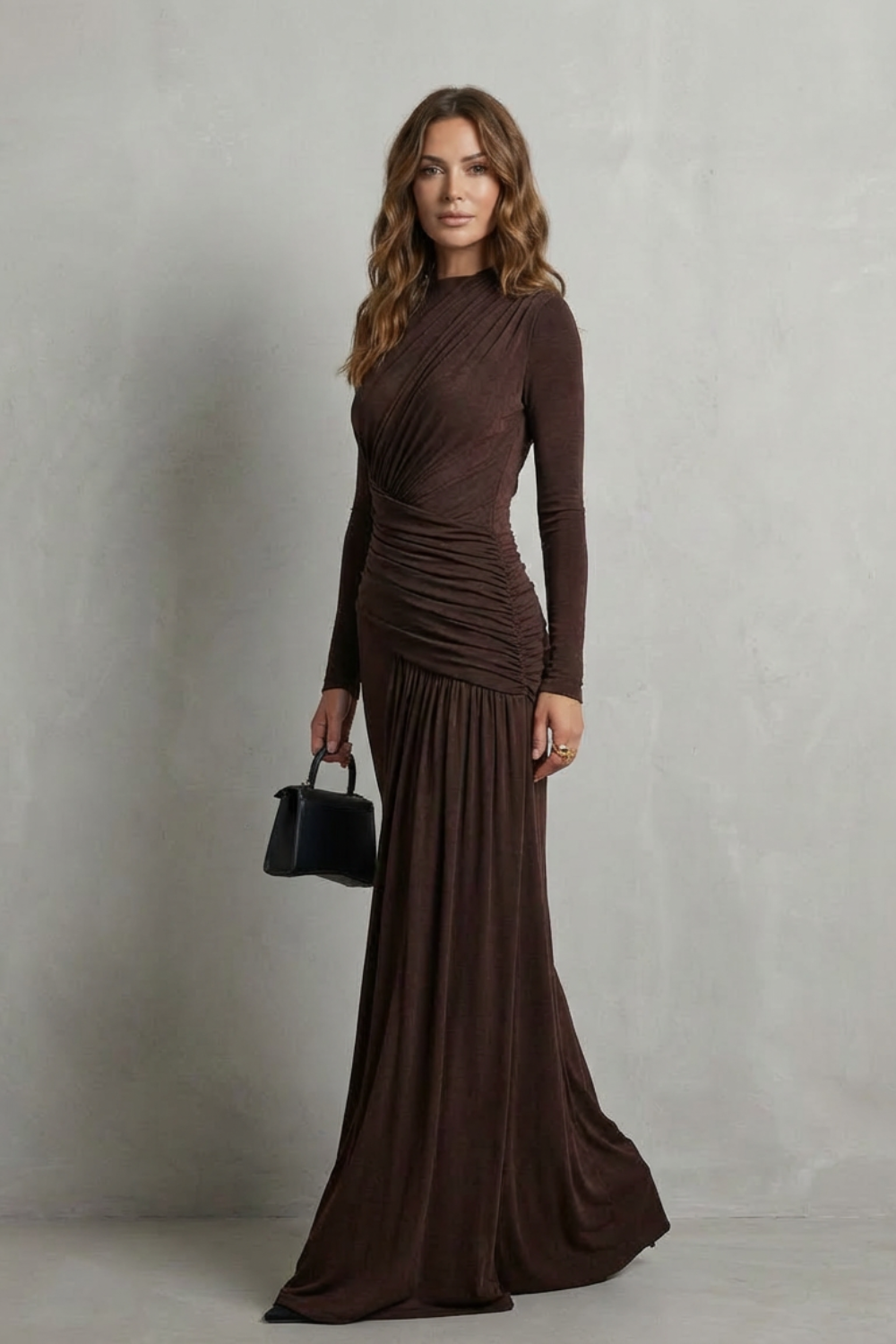 Celeste – Draped Pleated Maxi Dress – Elegant Silhouette-10494058234199-ZARA MAE LONDON