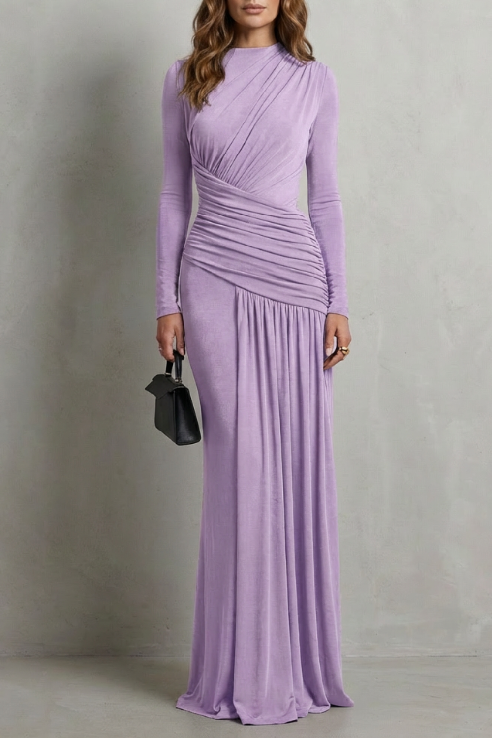 Celeste – Draped Pleated Maxi Dress – Elegant Silhouette-10494058234199-ZARA MAE LONDON