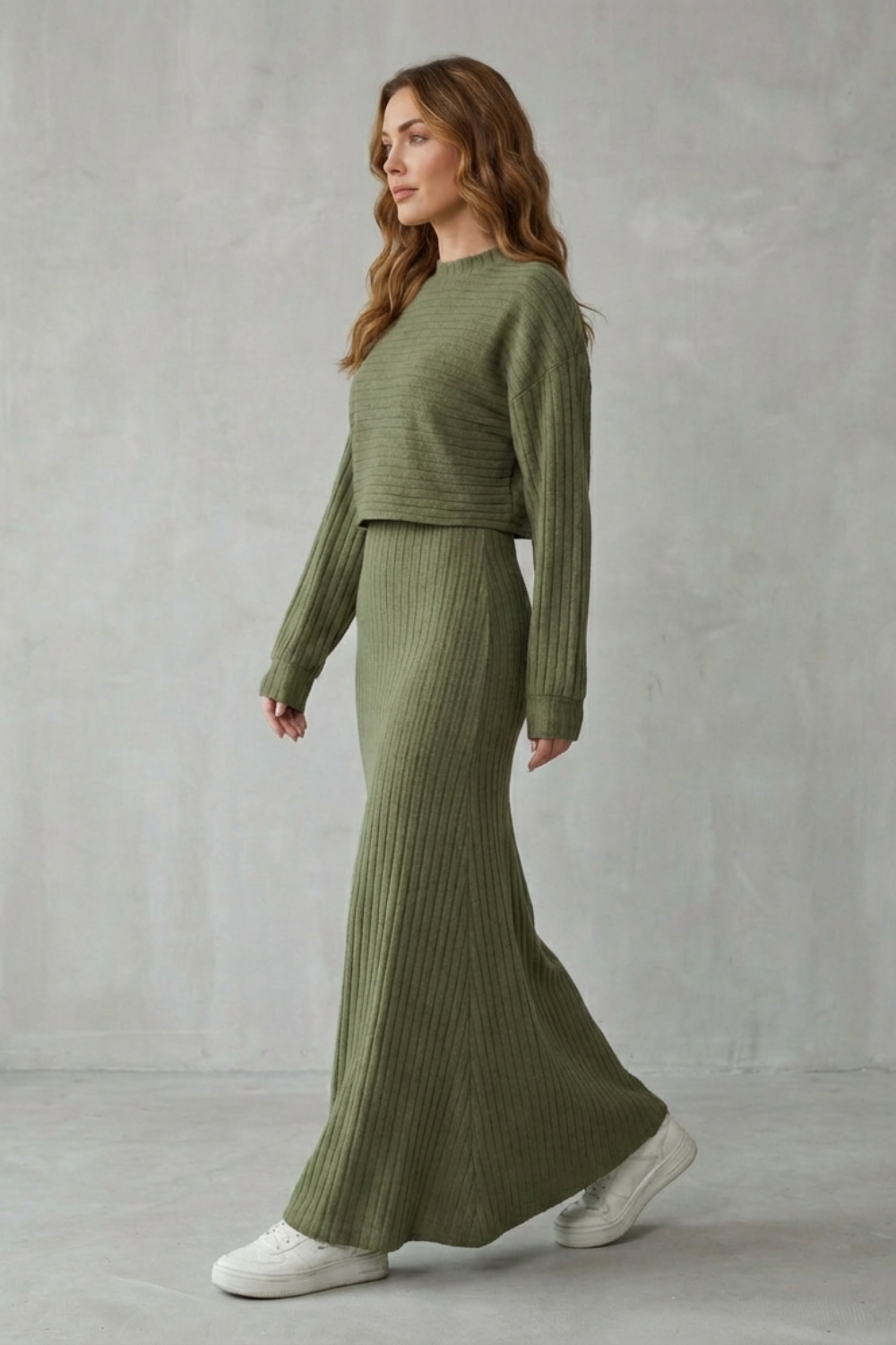 Clara – 2-in-1 Ribbed Knit Set – Maxi Dress & Cropped Pullover-10494046536023-ZARA MAE LONDON