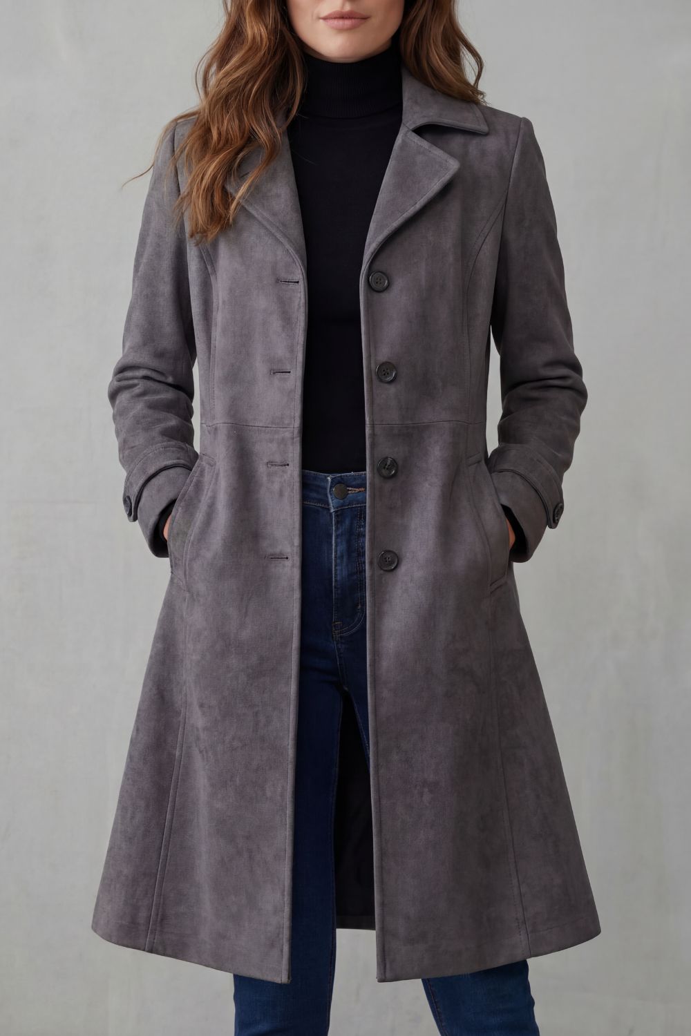 Delvienne – Vintage suede finish – Longline coat-10467979067735-ZARA MAE LONDON