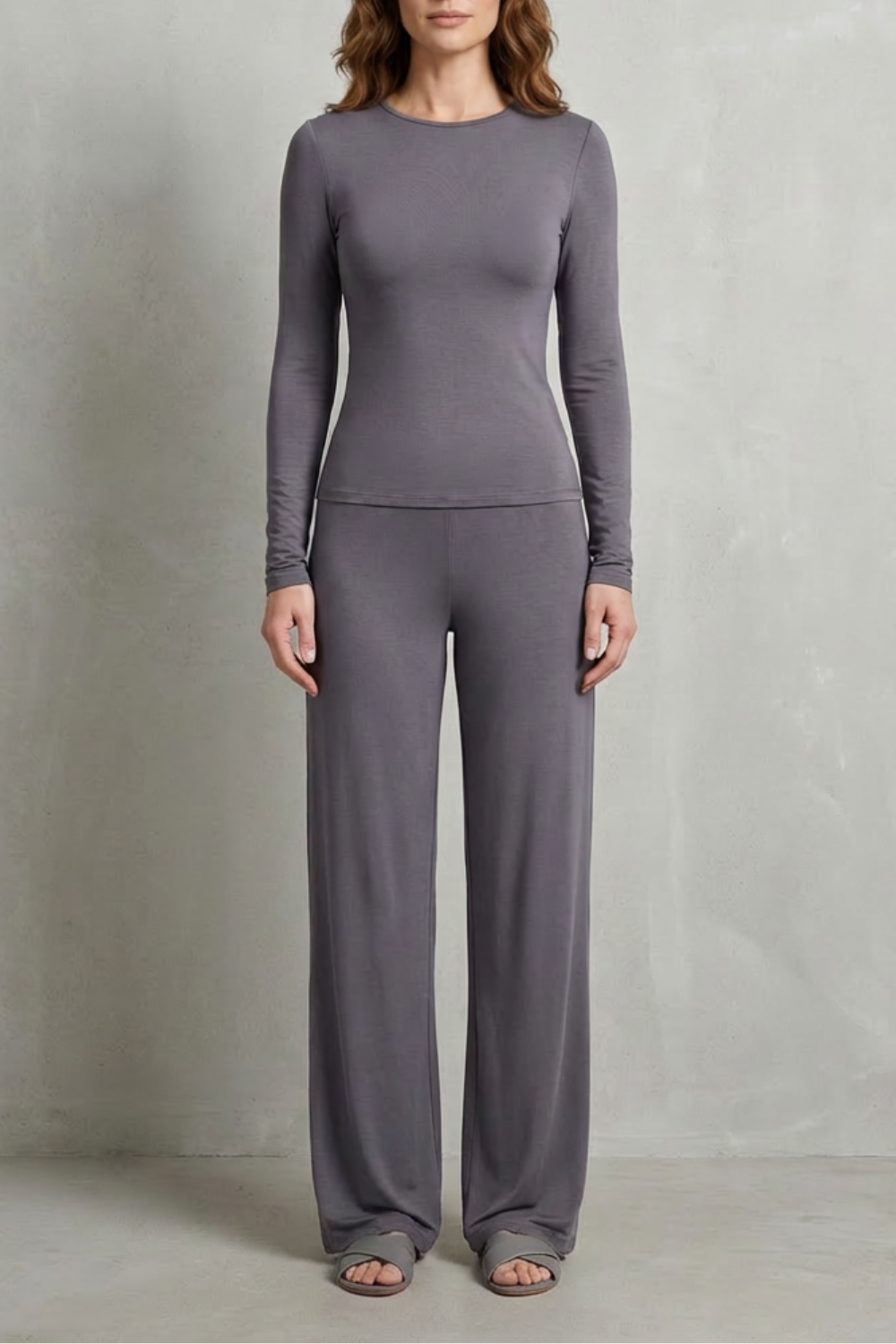 Élan – Sleek Simplicity – Pure Color Wide-Leg Pants Suit-10508117770583-ZARA MAE LONDON