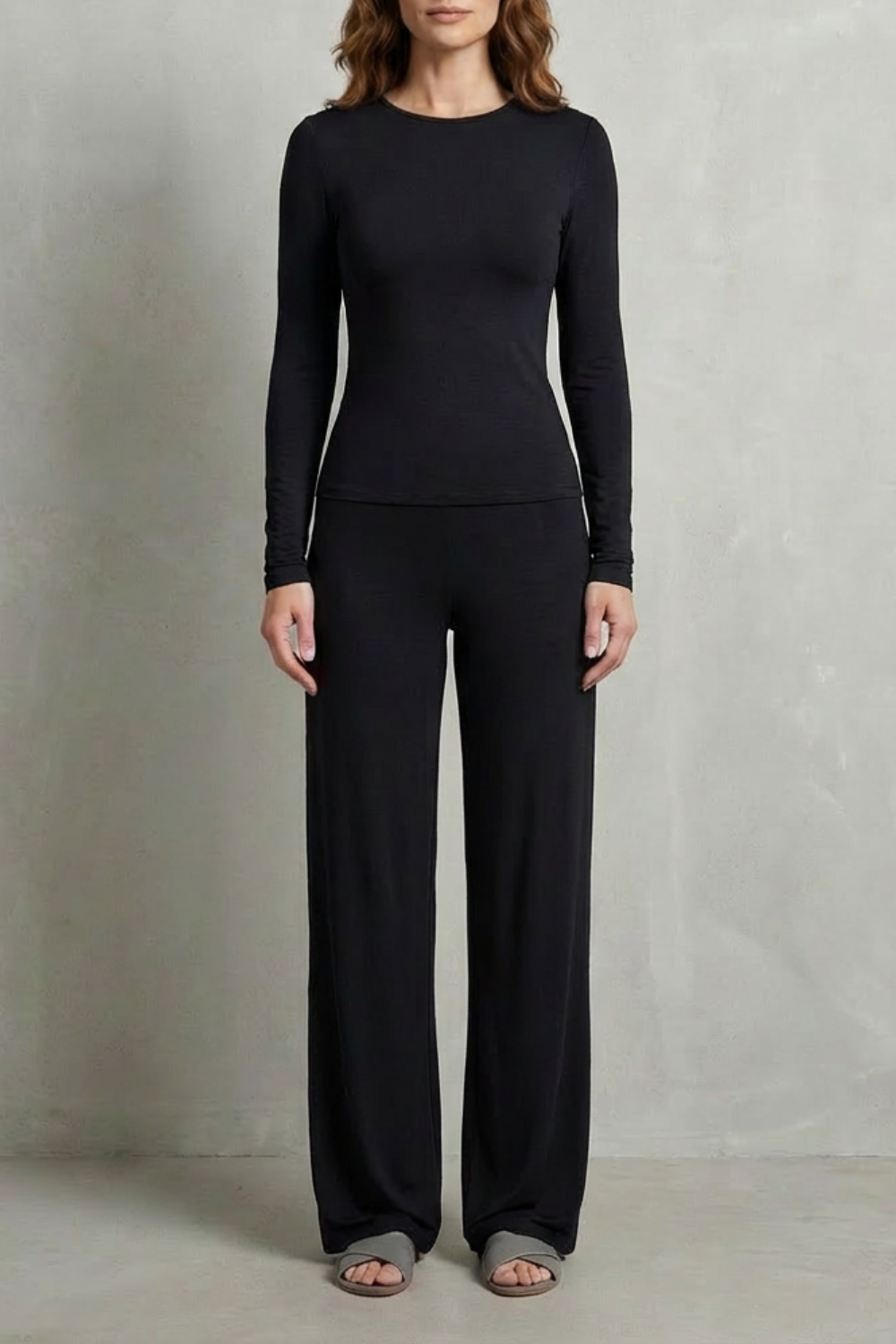 Élan – Sleek Simplicity – Pure Color Wide-Leg Pants Suit-10508117770583-ZARA MAE LONDON