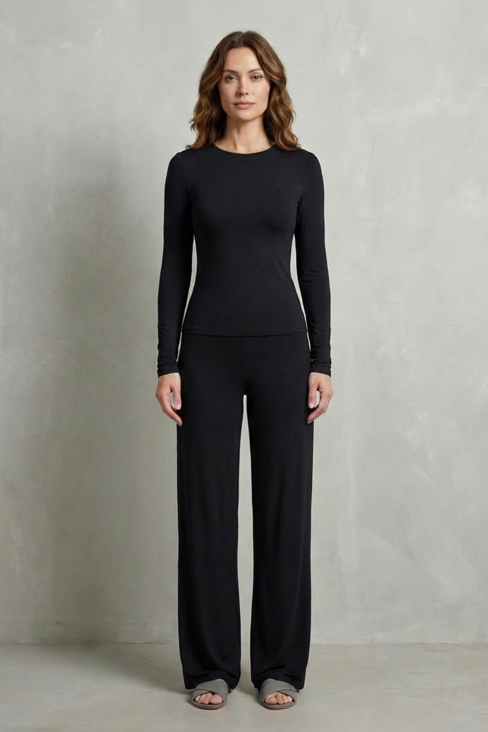 Élan – Sleek Simplicity – Pure Color Wide-Leg Pants Suit-10508117770583-ZARA MAE LONDON