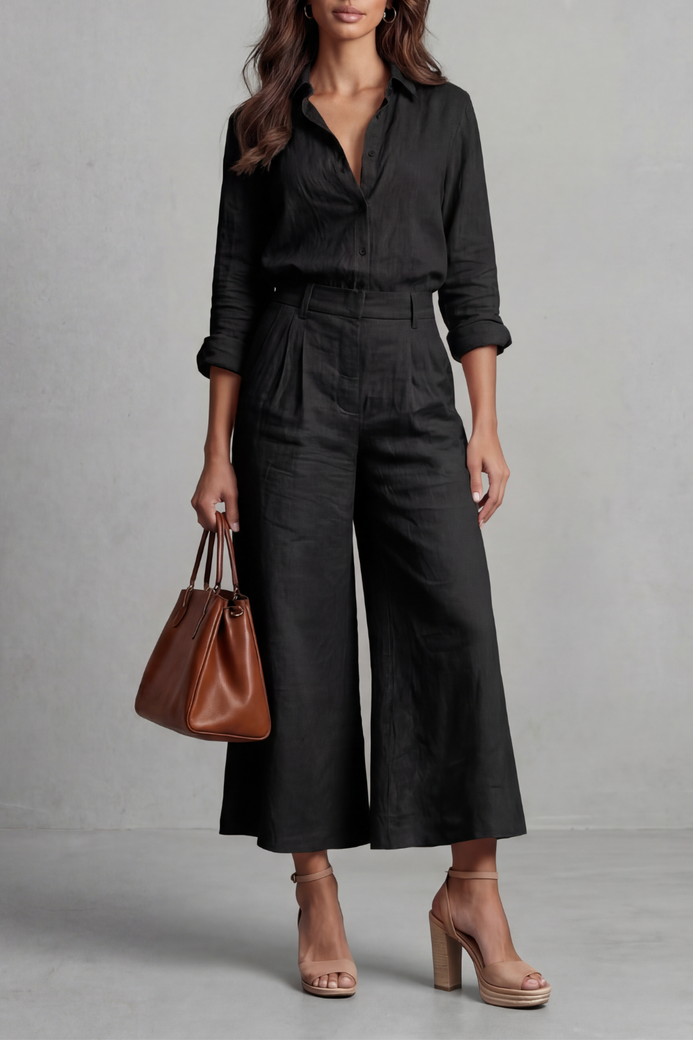 Elavine – Soft linen finish – Wide-leg co-ord set-10434811953495-ZARA MAE LONDON