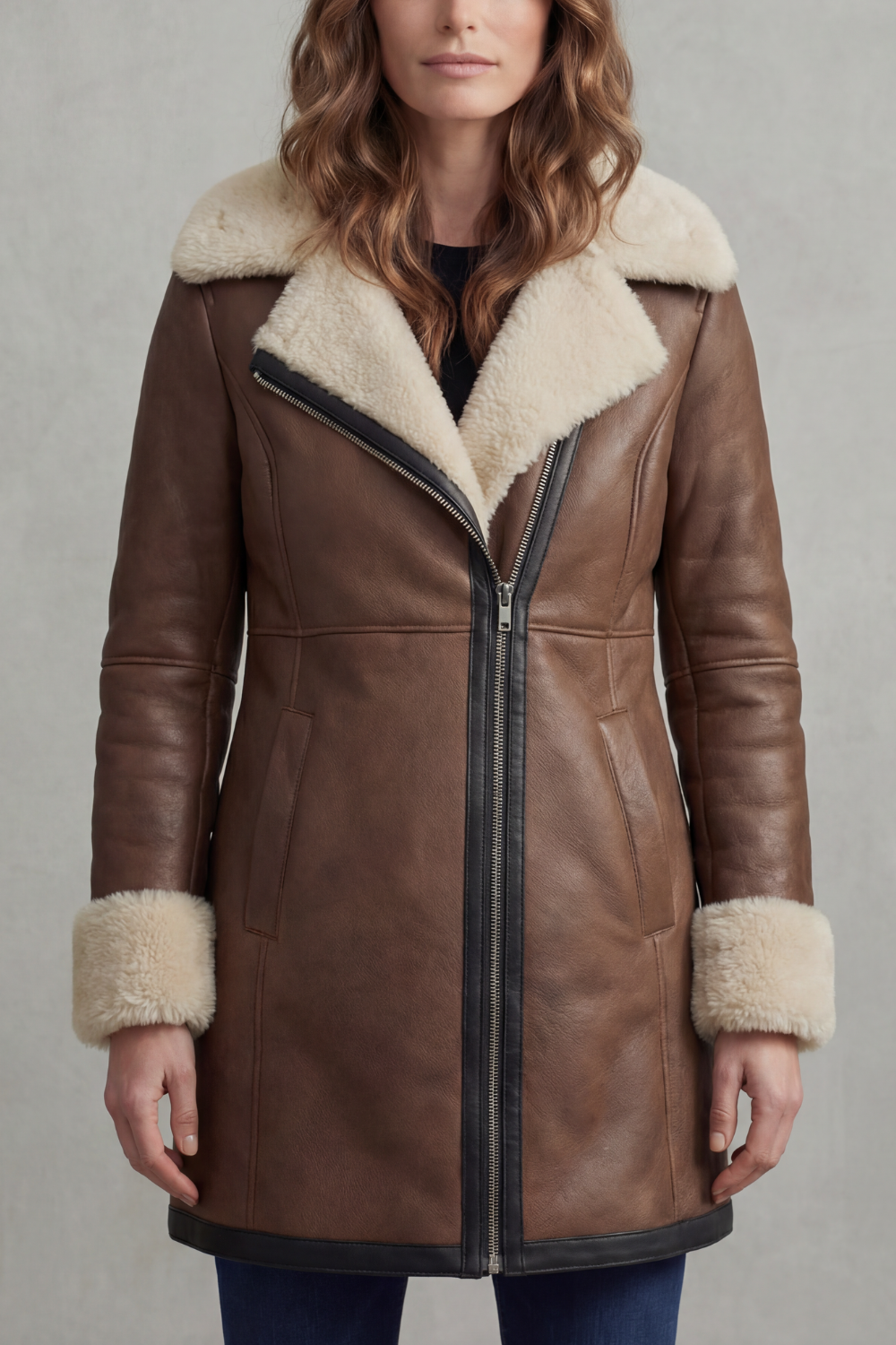 Elisara – Shearling collar – Leather winter coat-10481800511831-ZARA MAE LONDON