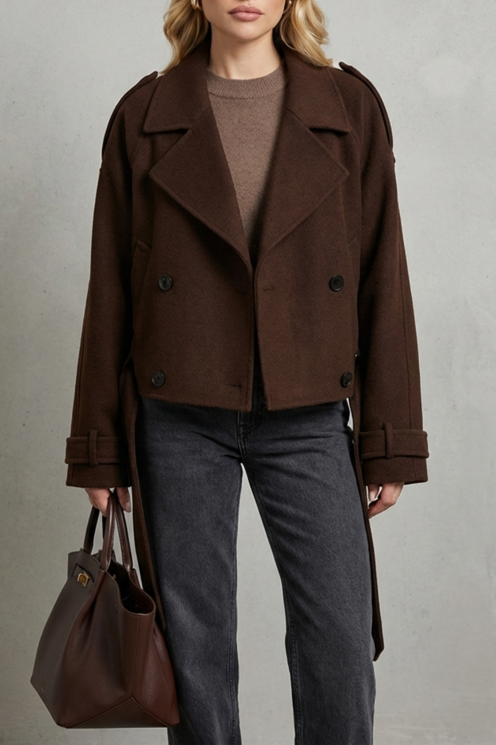 Élise – Double-breasted French Woolen Jacket – Cropped City Coat-10494046241111-ZARA MAE LONDON