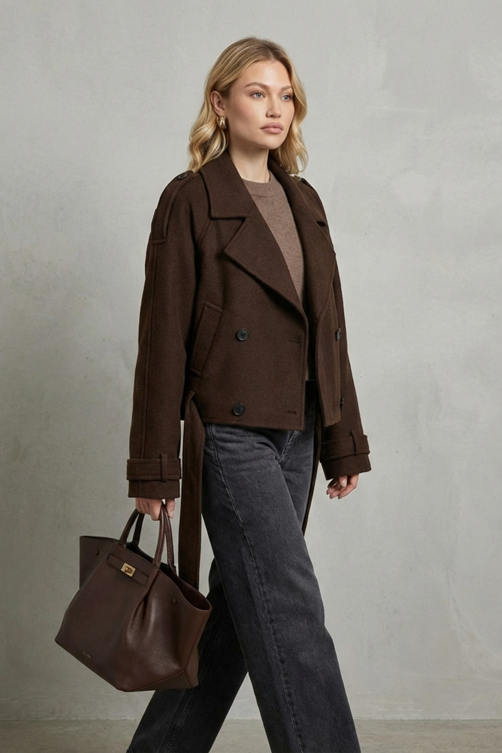 Élise – Double-breasted French Woolen Jacket – Cropped City Coat-10494046241111-ZARA MAE LONDON