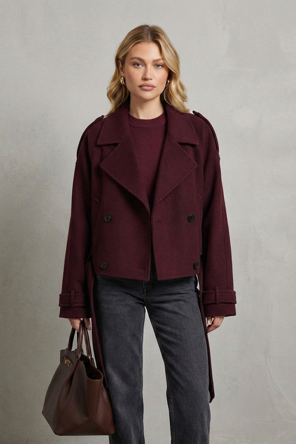 Élise – Double-breasted French Woolen Jacket – Cropped City Coat-10494046241111-ZARA MAE LONDON