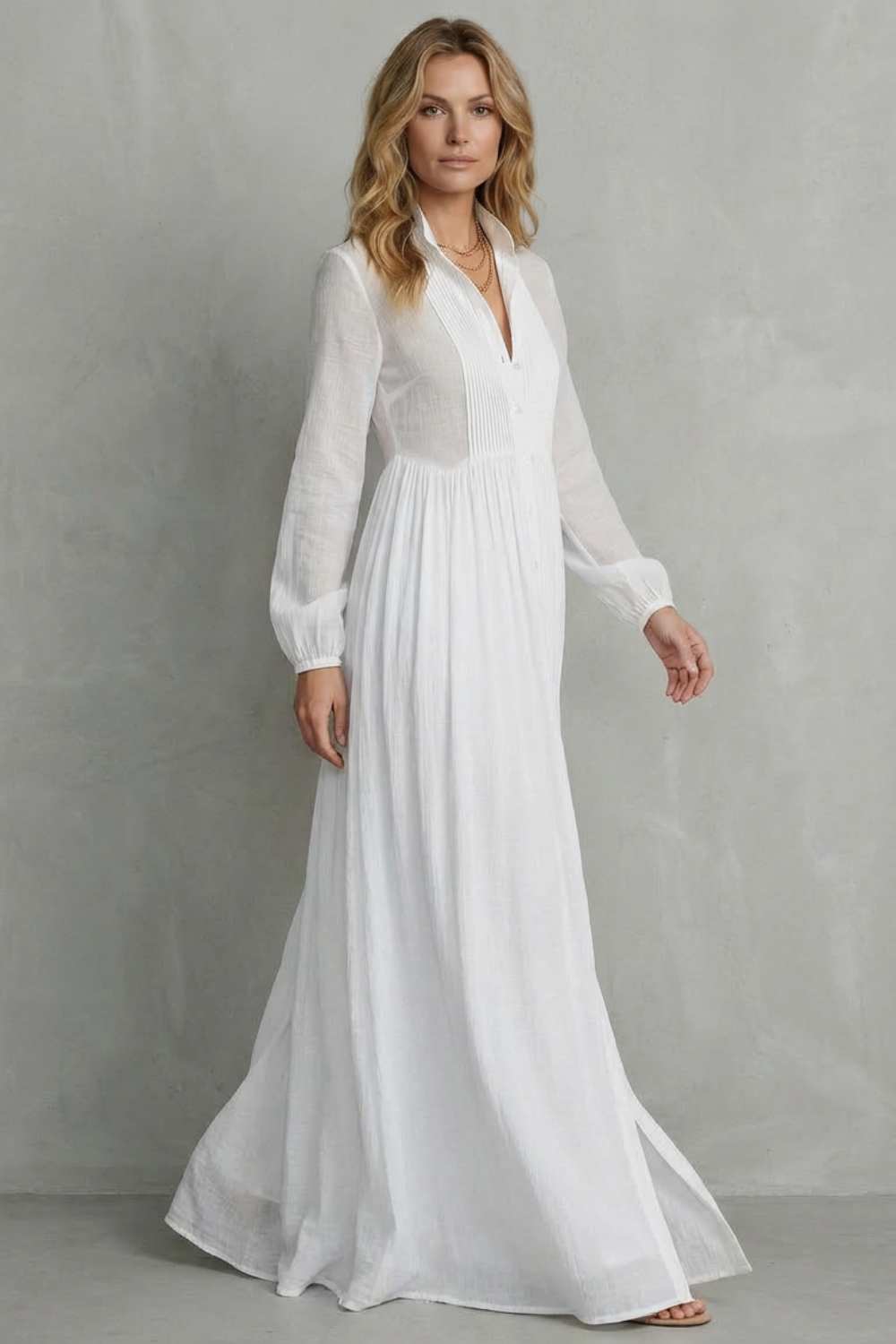 Élodie – French-Inspired Long Pleated Dress – Effortless Holiday Elegance-10494058299735-ZARA MAE LONDON